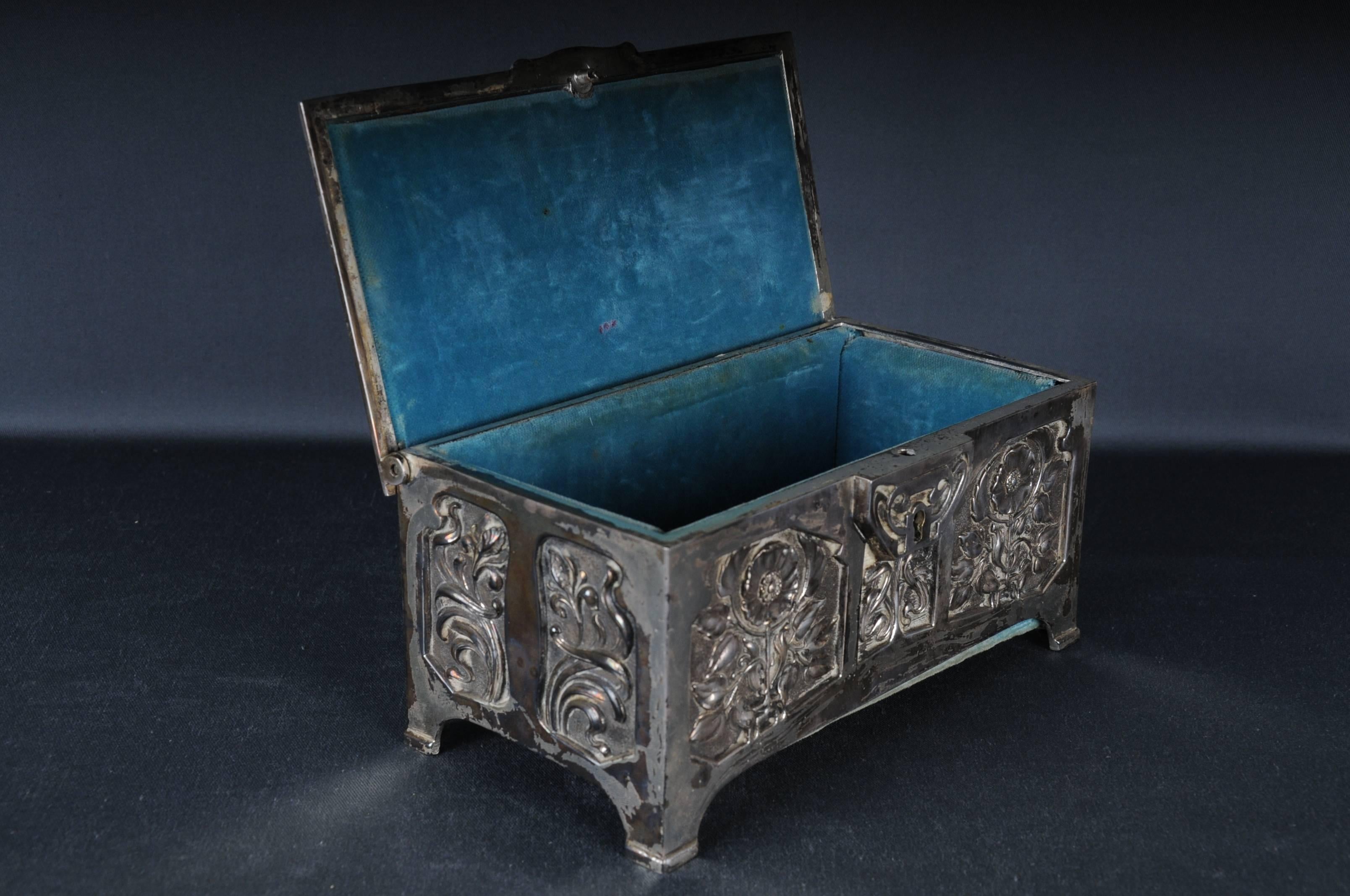 Early 20th Century WMF Box Jewelry Chest Antique Art Nouveau Silvered Germany For Sale