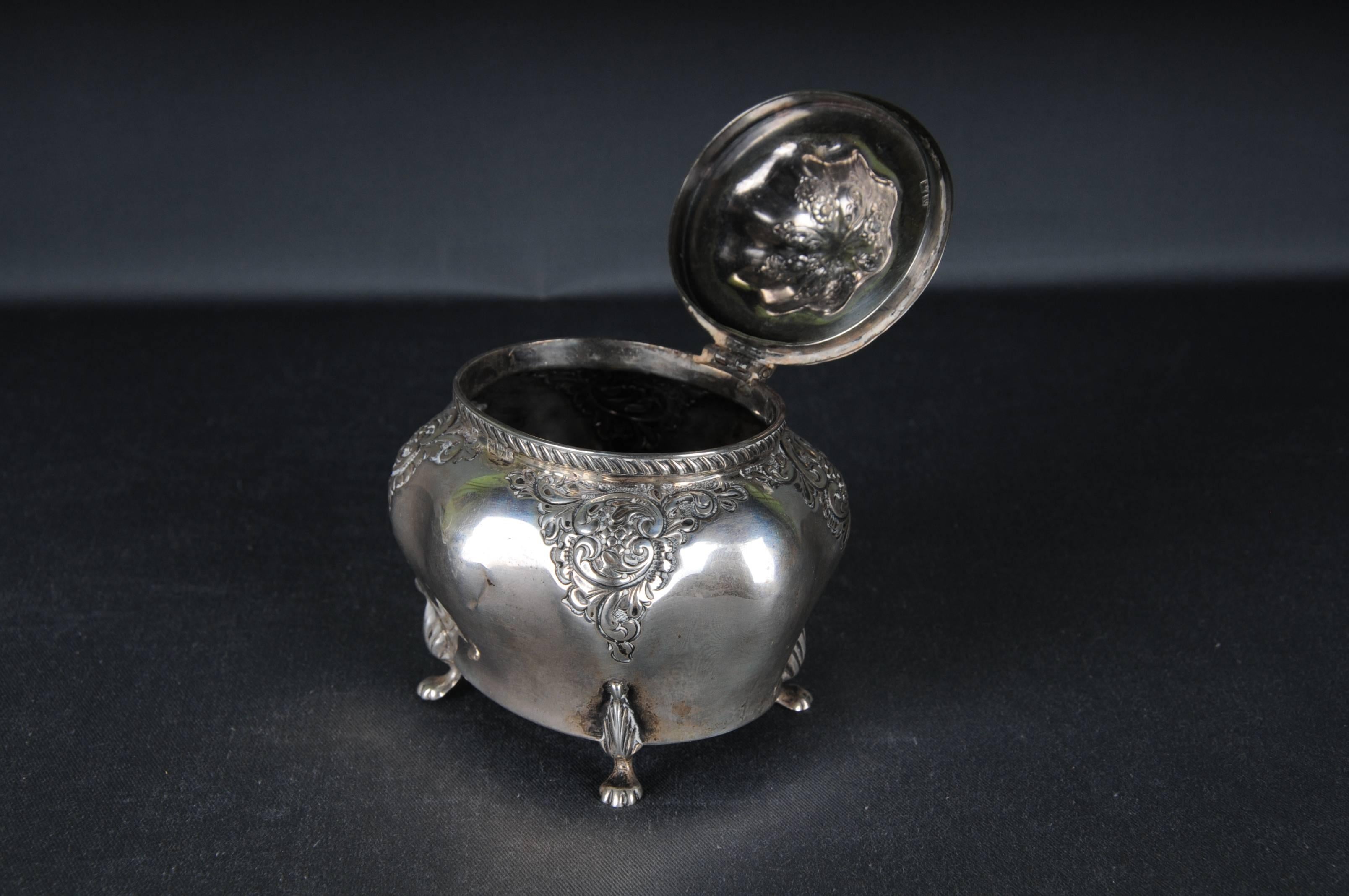 19th Century Antique Sterling Silver England Sugar bowls Box 925 chester William Neale For Sale