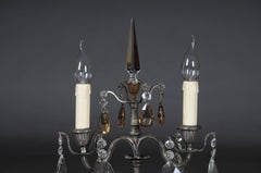 Silver Baroque Table Lamp, 2 Flames, circa 1900