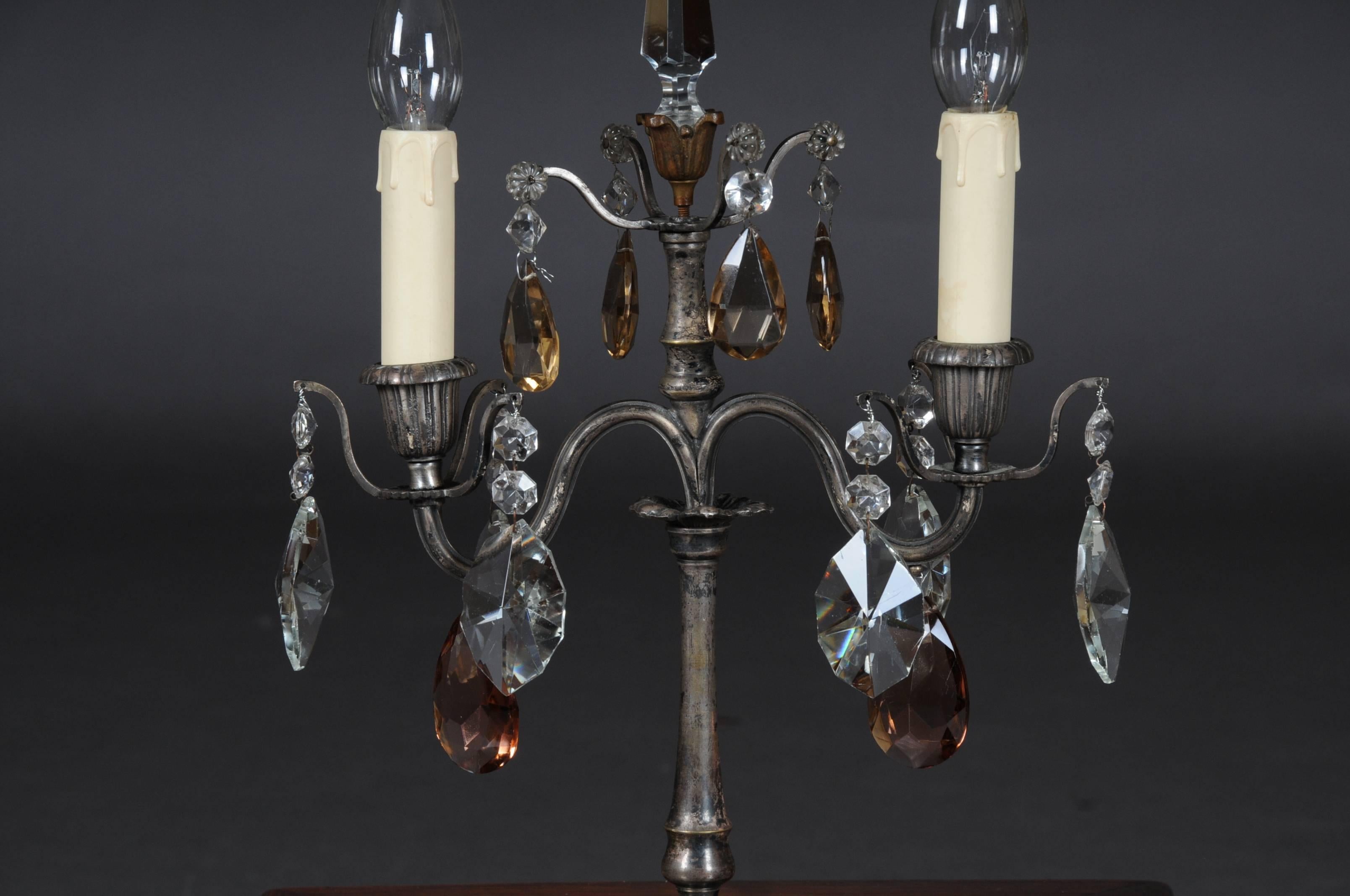 Baroque Revival Silver Baroque Table Lamp, 2 Flames, circa 1900 For Sale