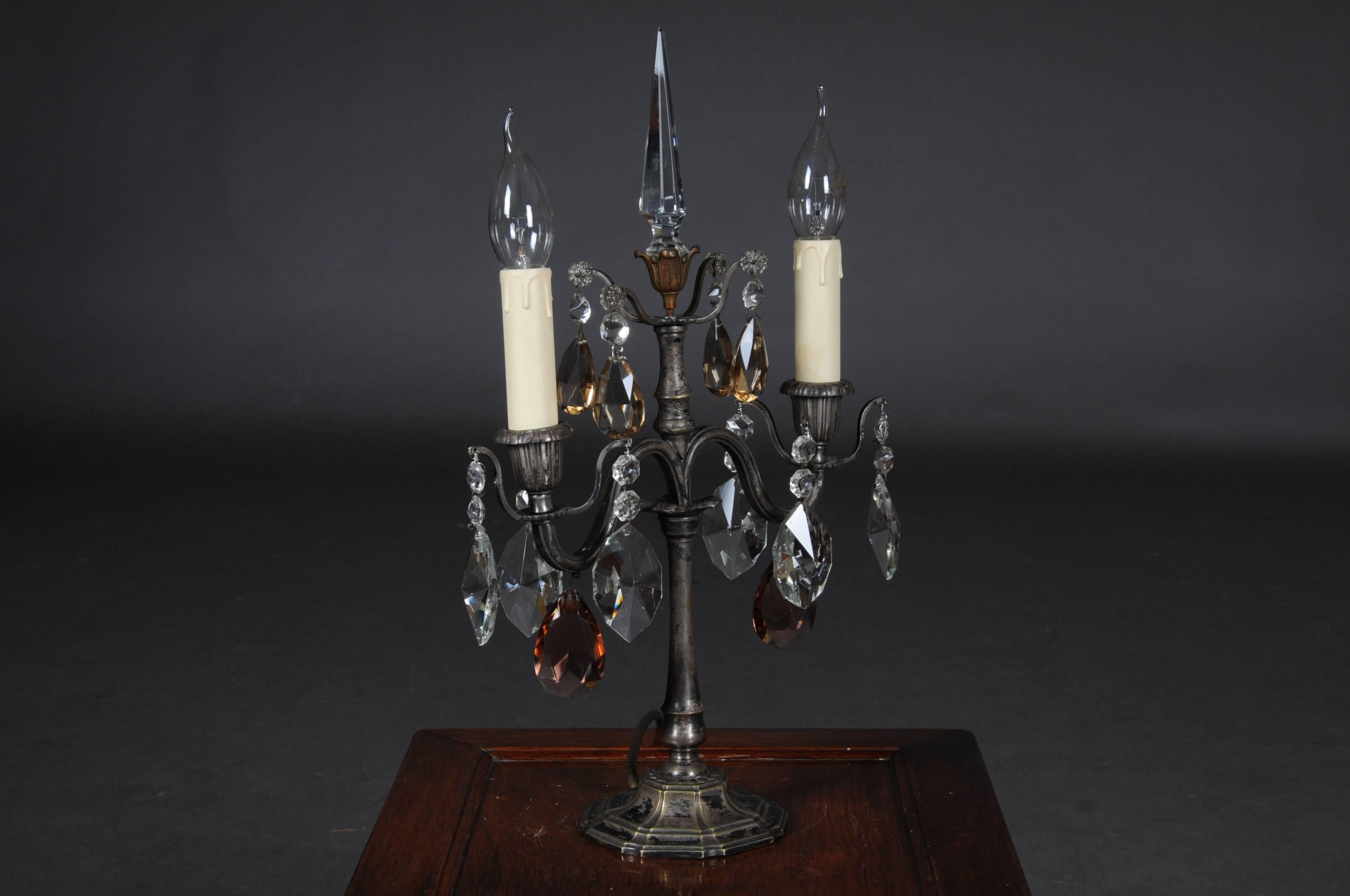 German Silver Baroque Table Lamp, 2 Flames, circa 1900 For Sale