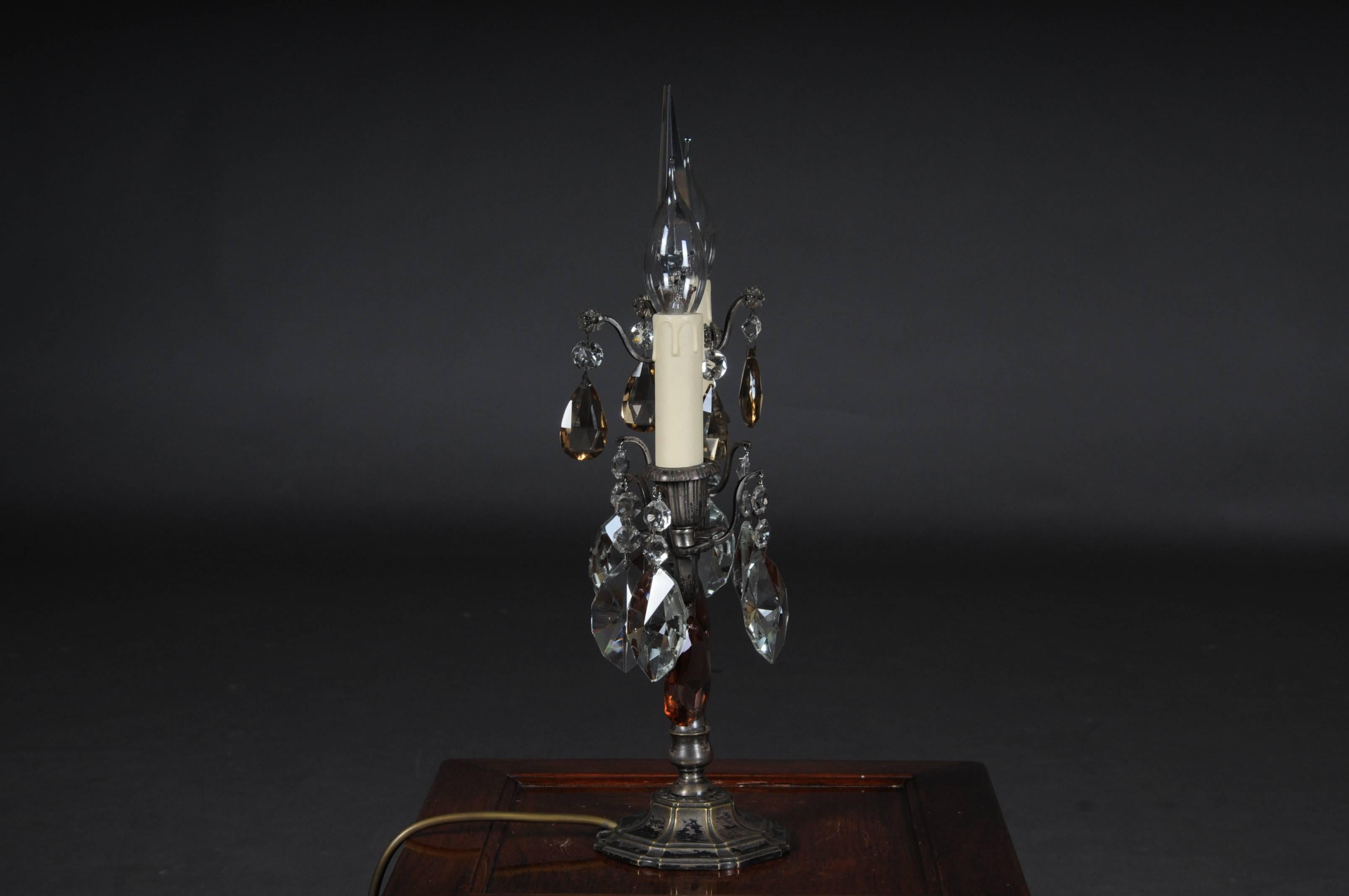 Silver Baroque Table Lamp, 2 Flames, circa 1900 In Good Condition For Sale In Berlin, DE