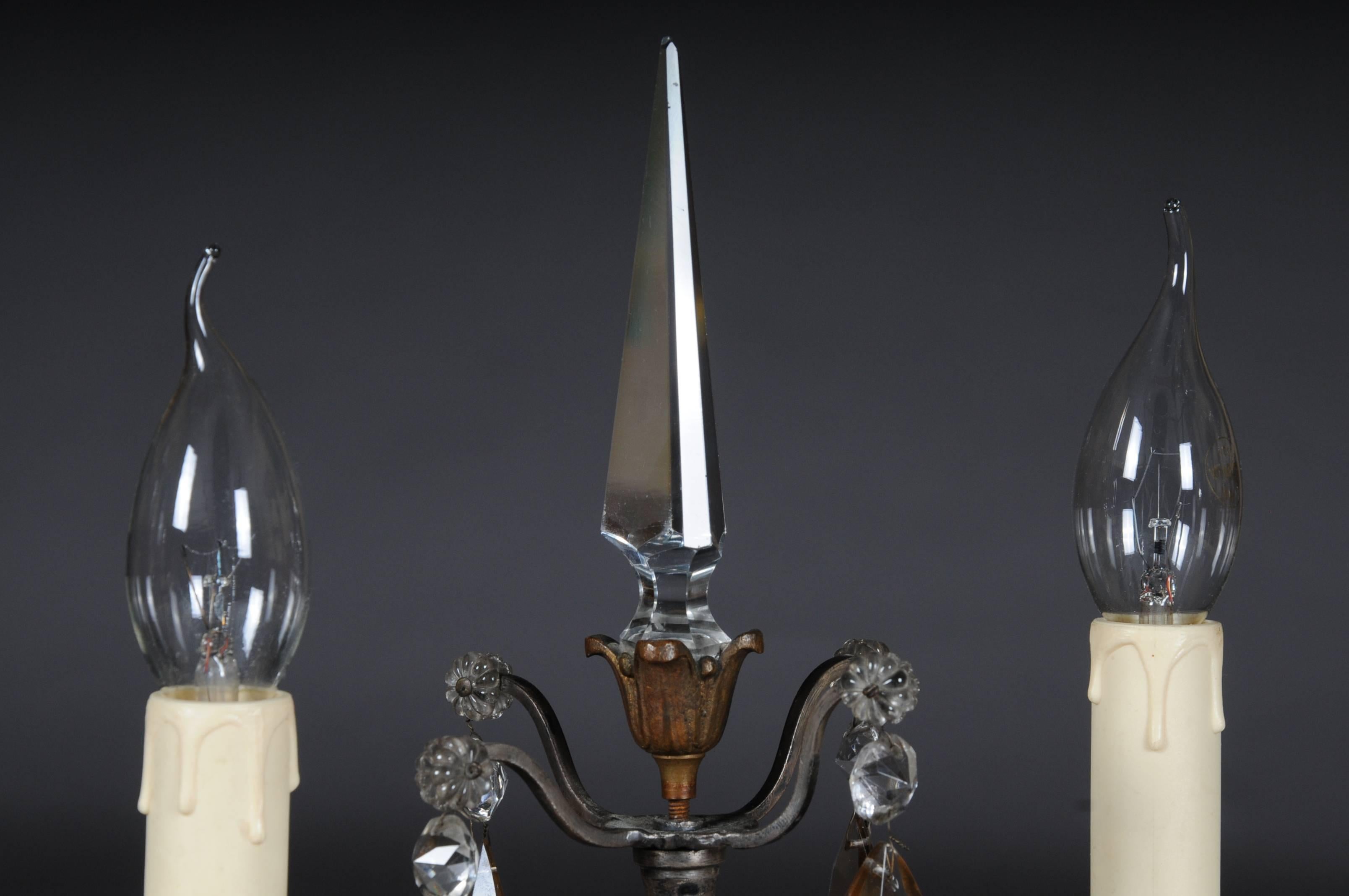 20th Century Silver Baroque Table Lamp, 2 Flames, circa 1900 For Sale