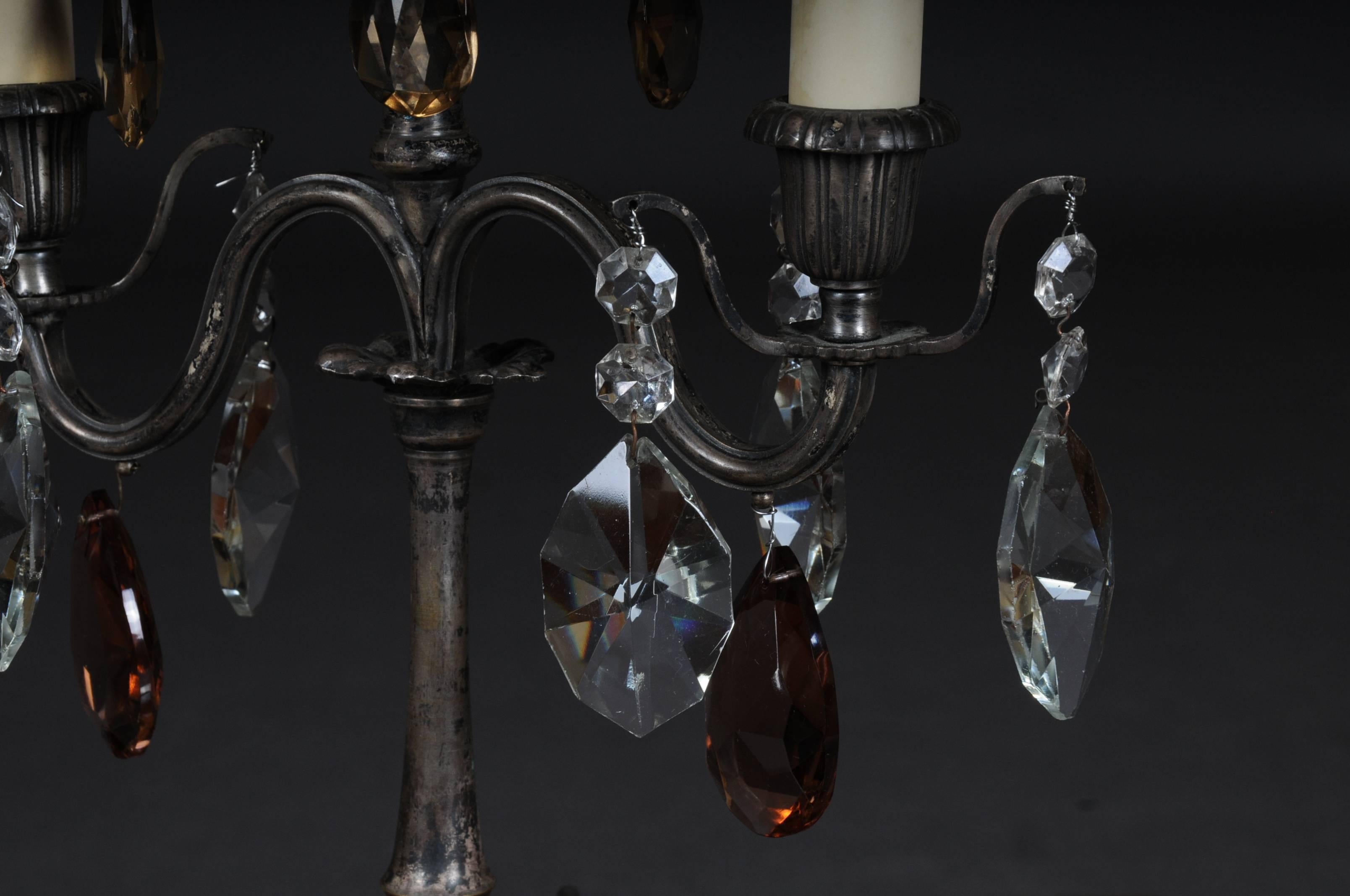 Silver Baroque Table Lamp, 2 Flames, circa 1900 For Sale 1