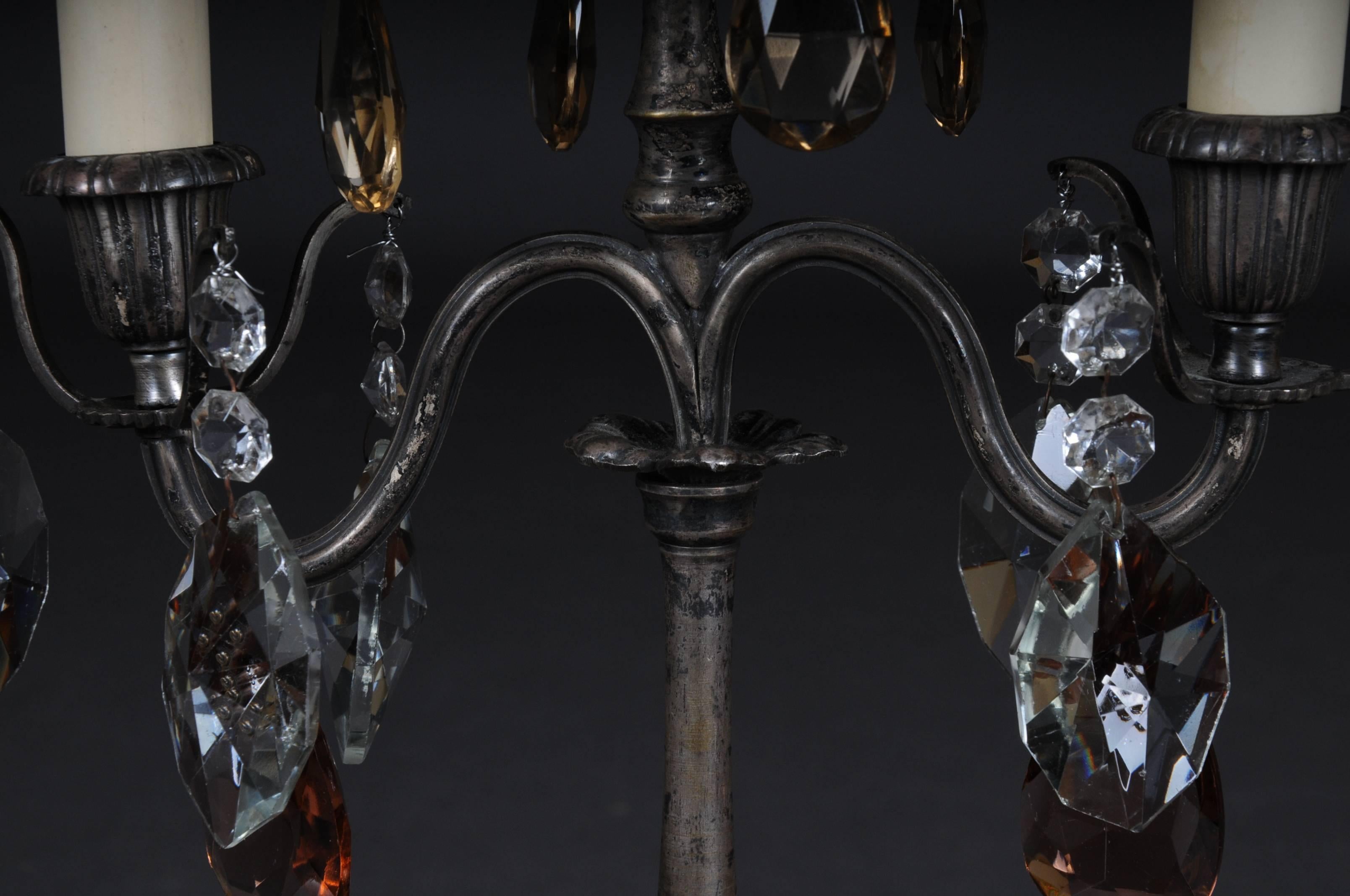 Silver Baroque Table Lamp, 2 Flames, circa 1900 For Sale 2