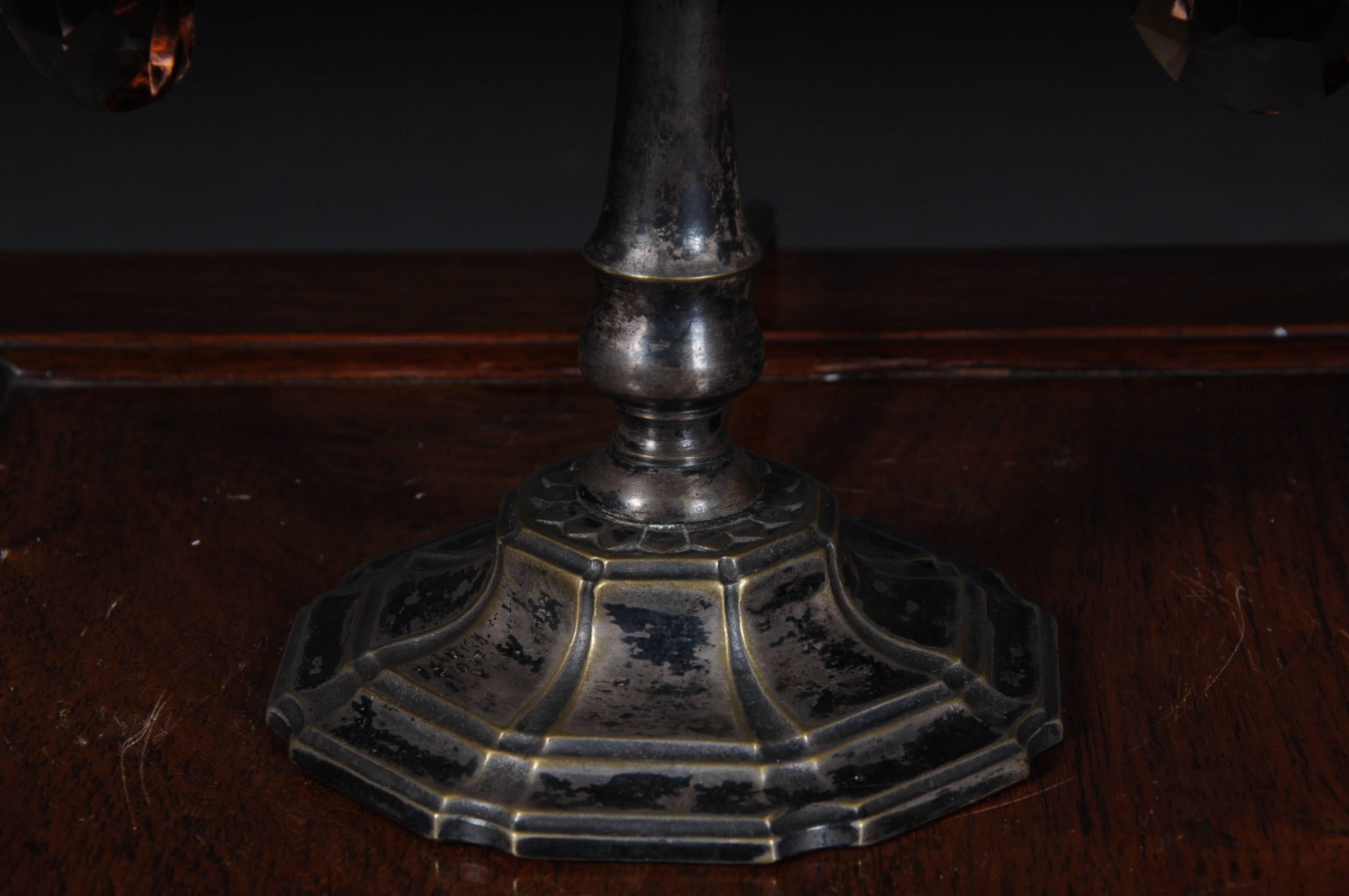 Silver Baroque Table Lamp, 2 Flames, circa 1900 For Sale 3