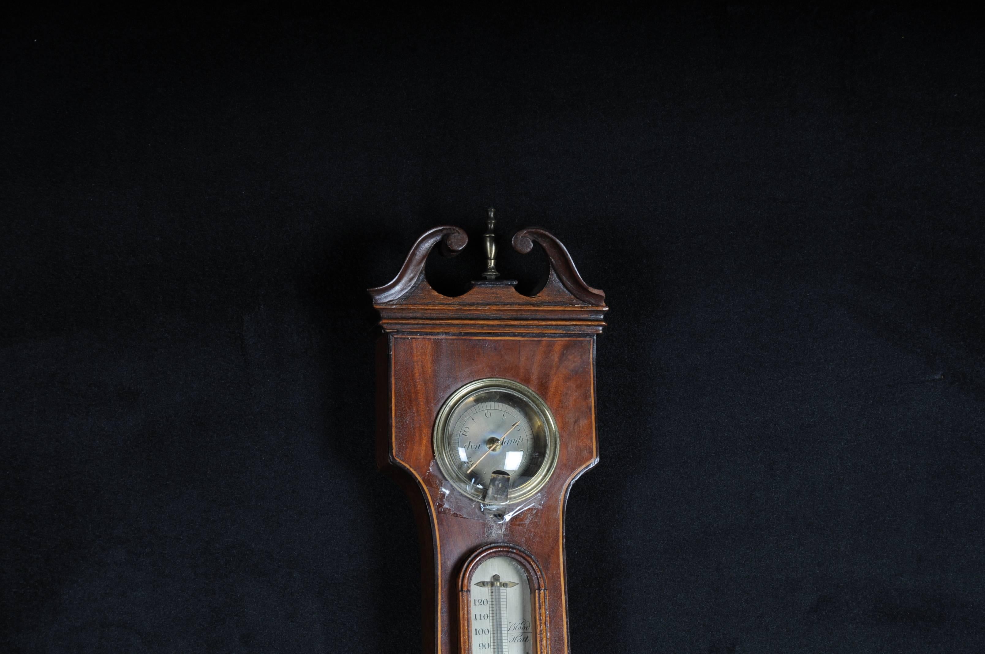 Fancy Victorian barometer, 19th century

Mahogany veneer with inlay. Historical condition. The barometer may need to be checked for accuracy. Please take the condition from the detailed pictures.


(V-136<9.