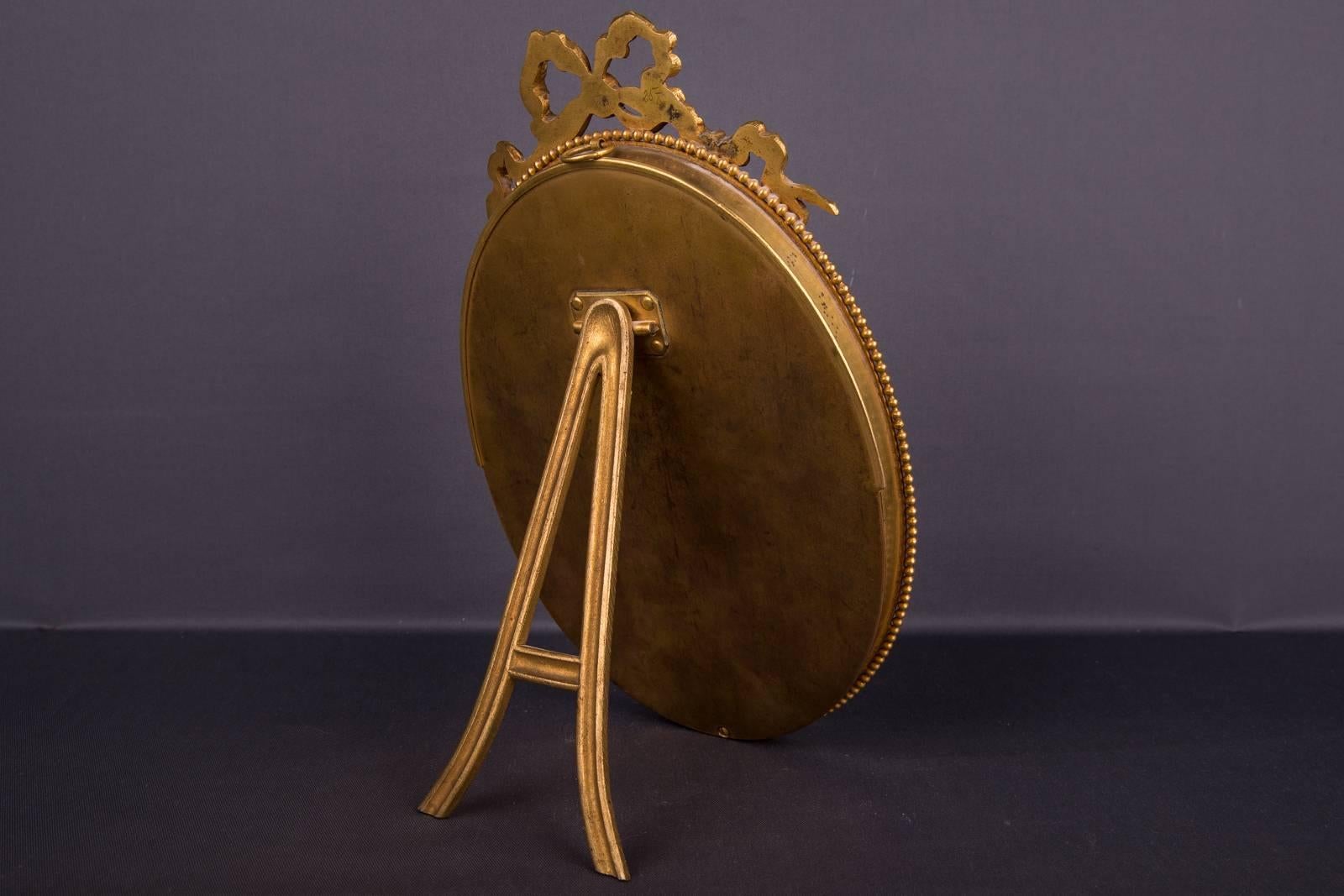 Gilt 19th Century Louis XVI Bronze Fire-Gilded Picture Frame