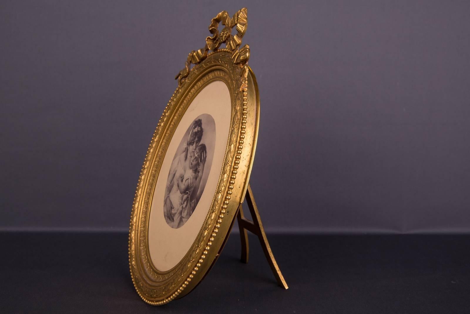 19th Century Louis XVI Bronze Fire-Gilded Picture Frame 1