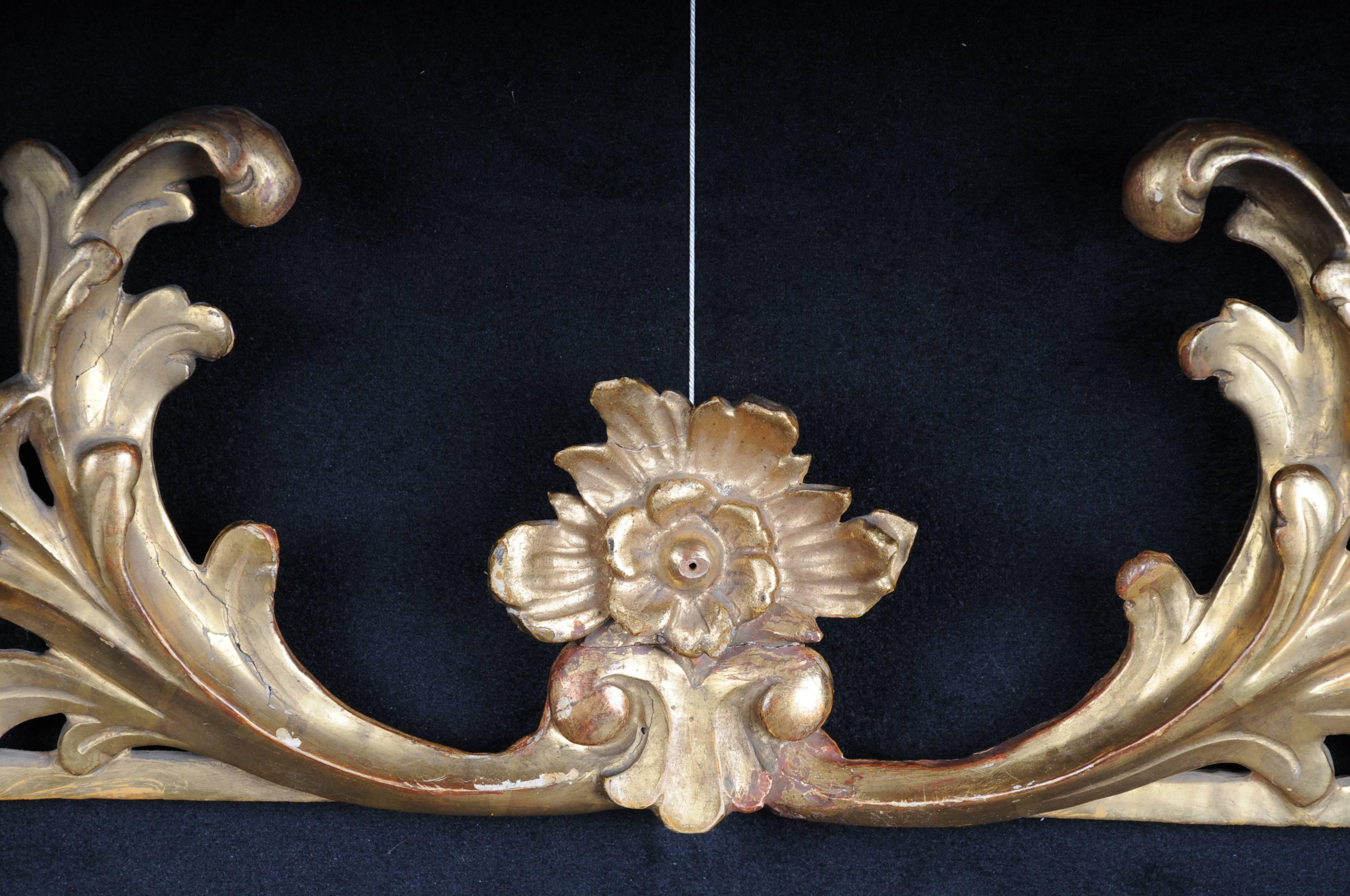 French Baroque Supraporte / Decorative Elements, Gilded Wood, 18th Century For Sale