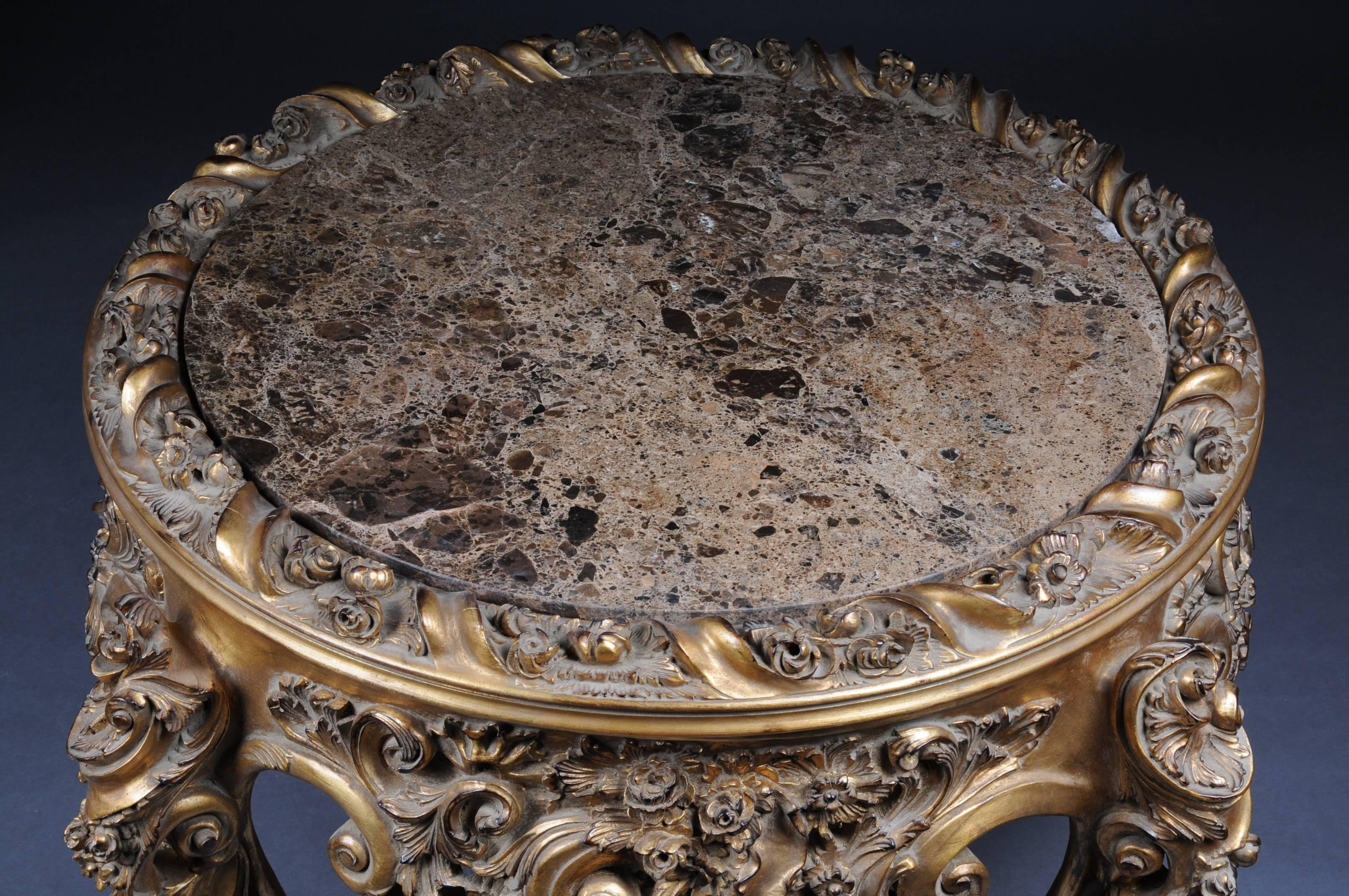 Hand-Carved Impressive Solid Salon Table Louis Quinze XV - gold