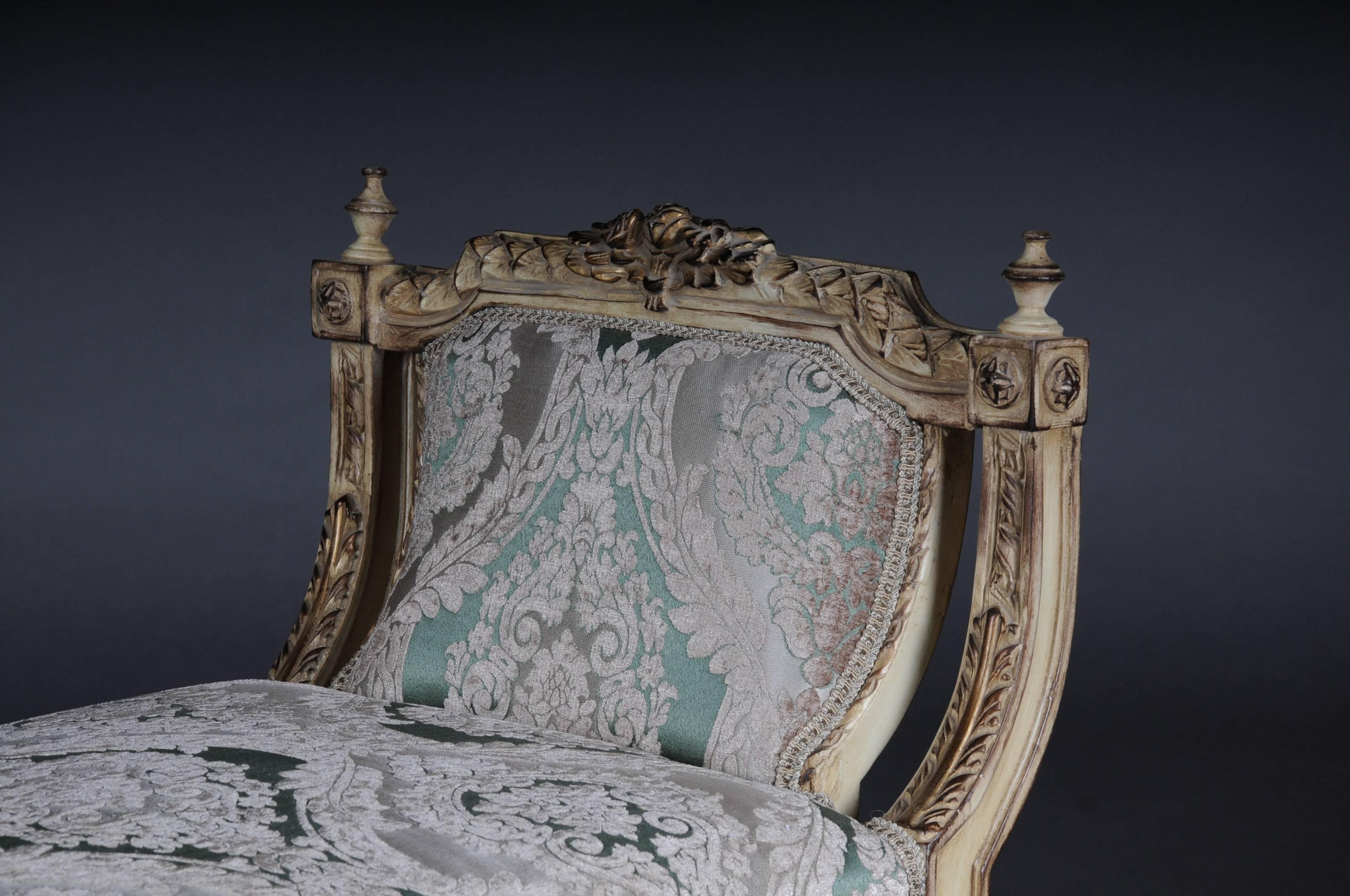 Hand-Carved Noble French Bench, Gondola in Louis Seize xvi