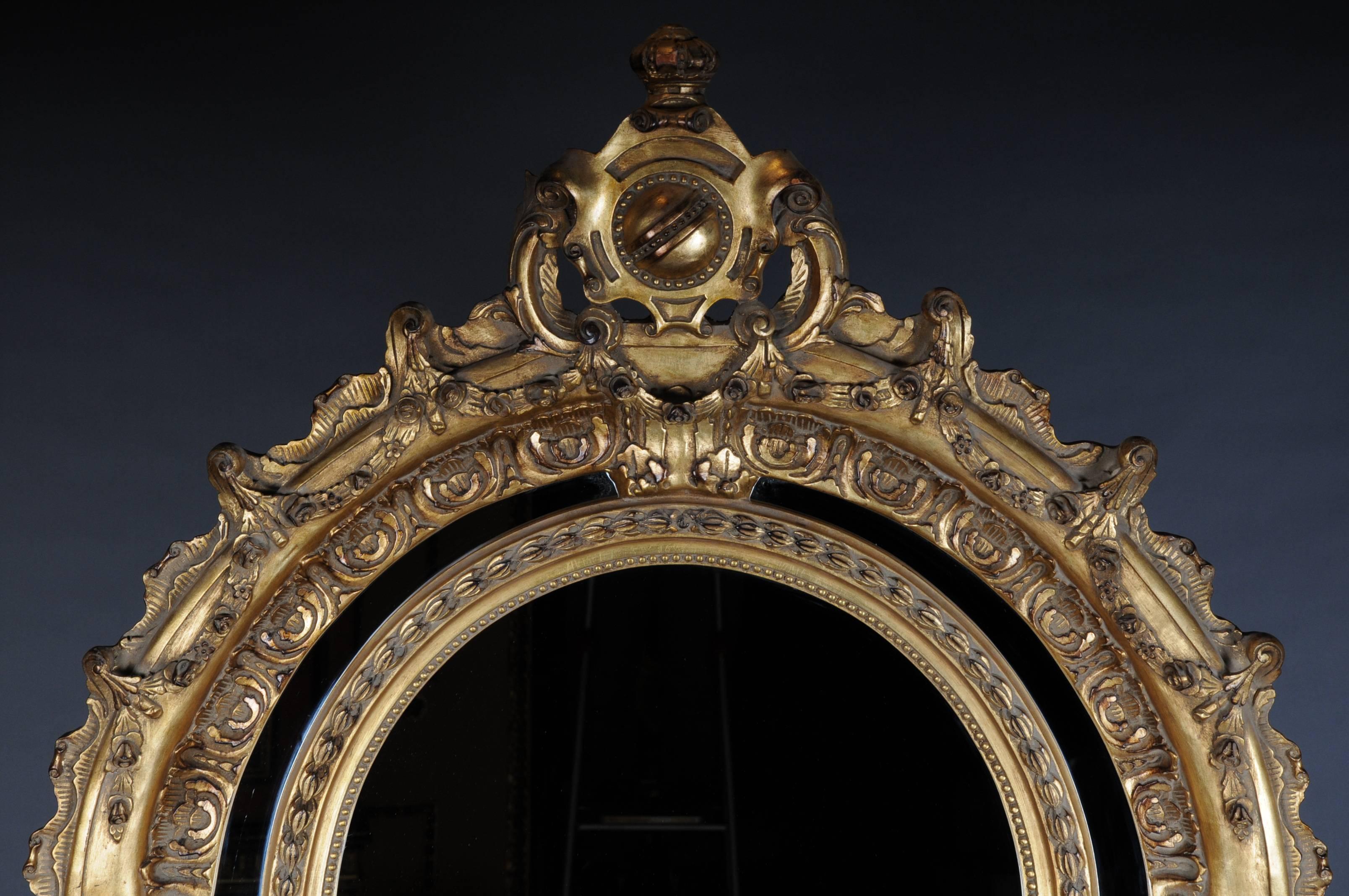 20th Century Gigantic Full-Length Mirror in Louis XVI, Solid beechwood

Solid beechwood, finely carved and gilded. Elaborately carved and strongly curled frame conclusion. 

High crest-shaped mirror frame. Rich gable-like openwork rocaille
