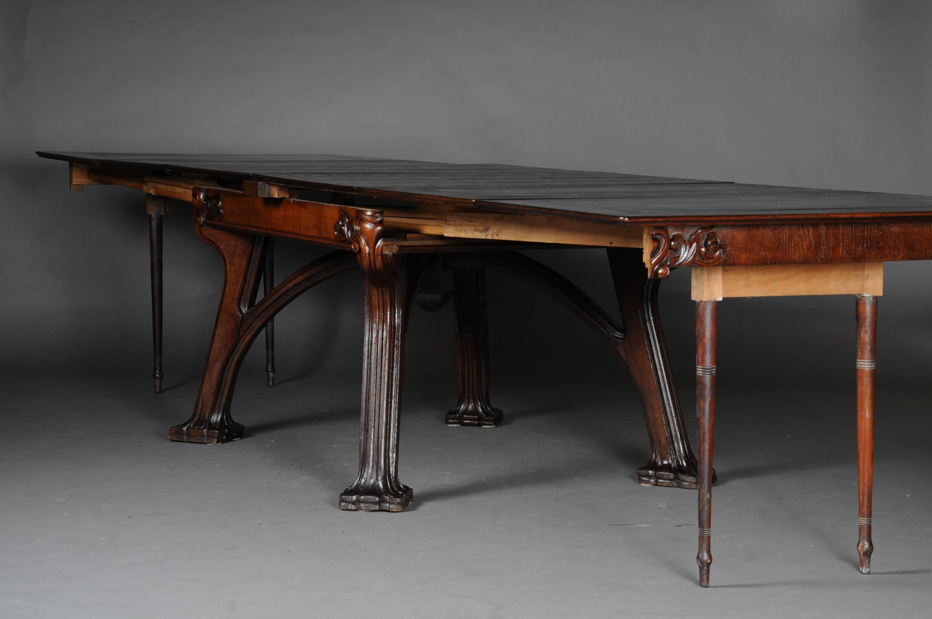 19th Century Unique Extendable Table, Art Nouveau, Eugene Gaillard, Solid Oak
