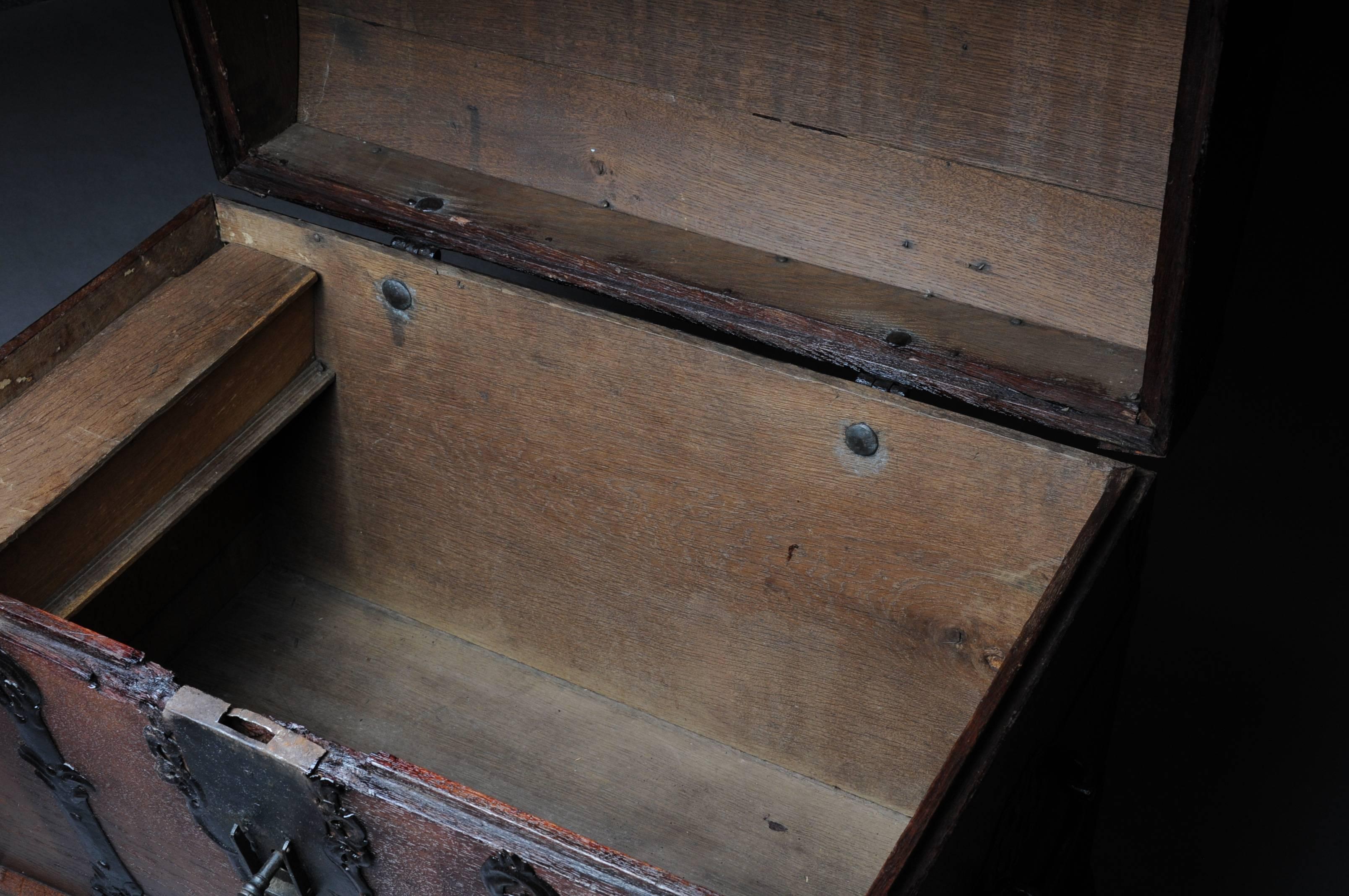19th Century Baroque Lid Chest, Chest Blacksmith Iron Early For Sale 1