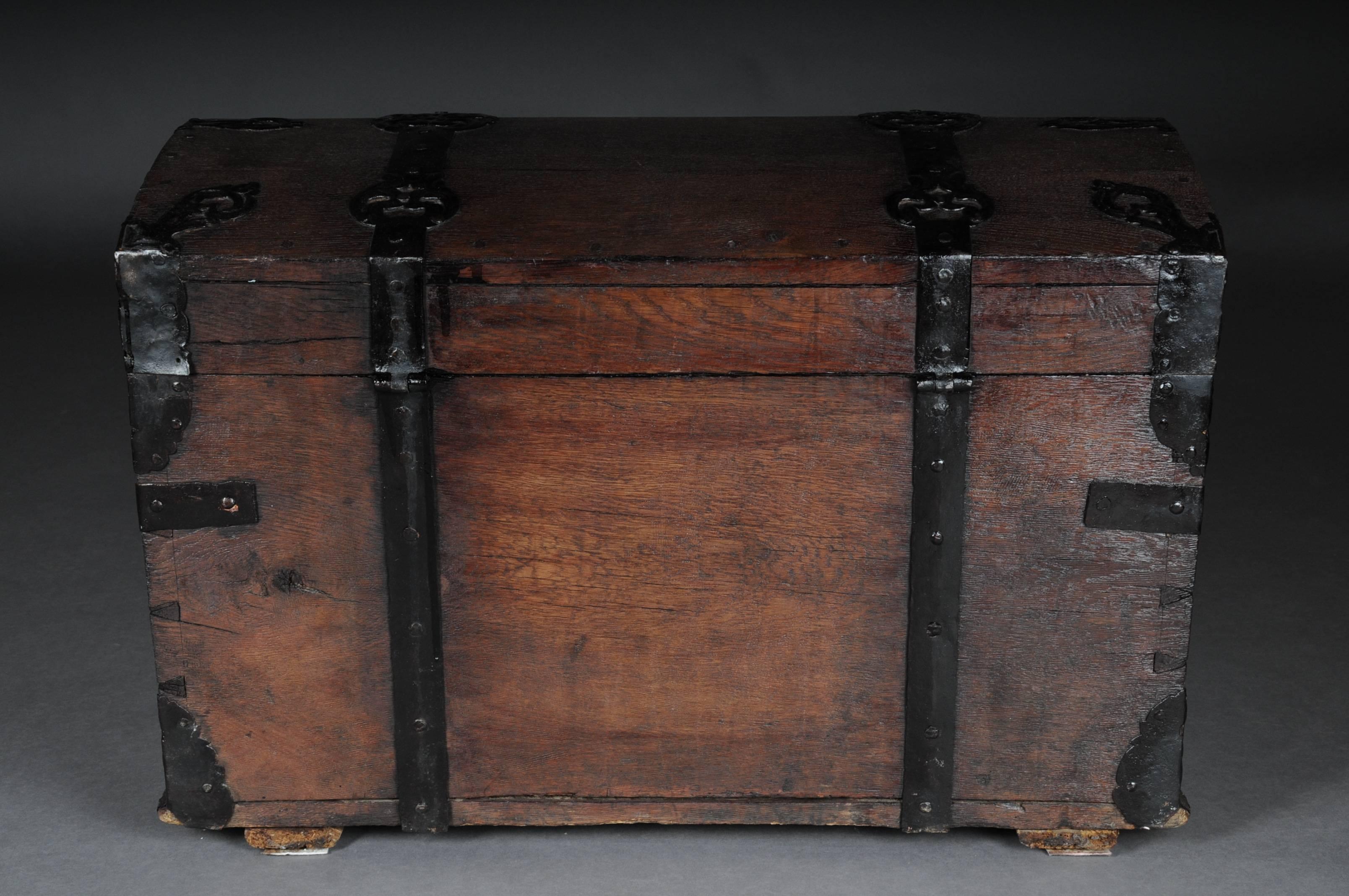 19th Century Baroque Lid Chest, Chest Blacksmith Iron Early For Sale 5