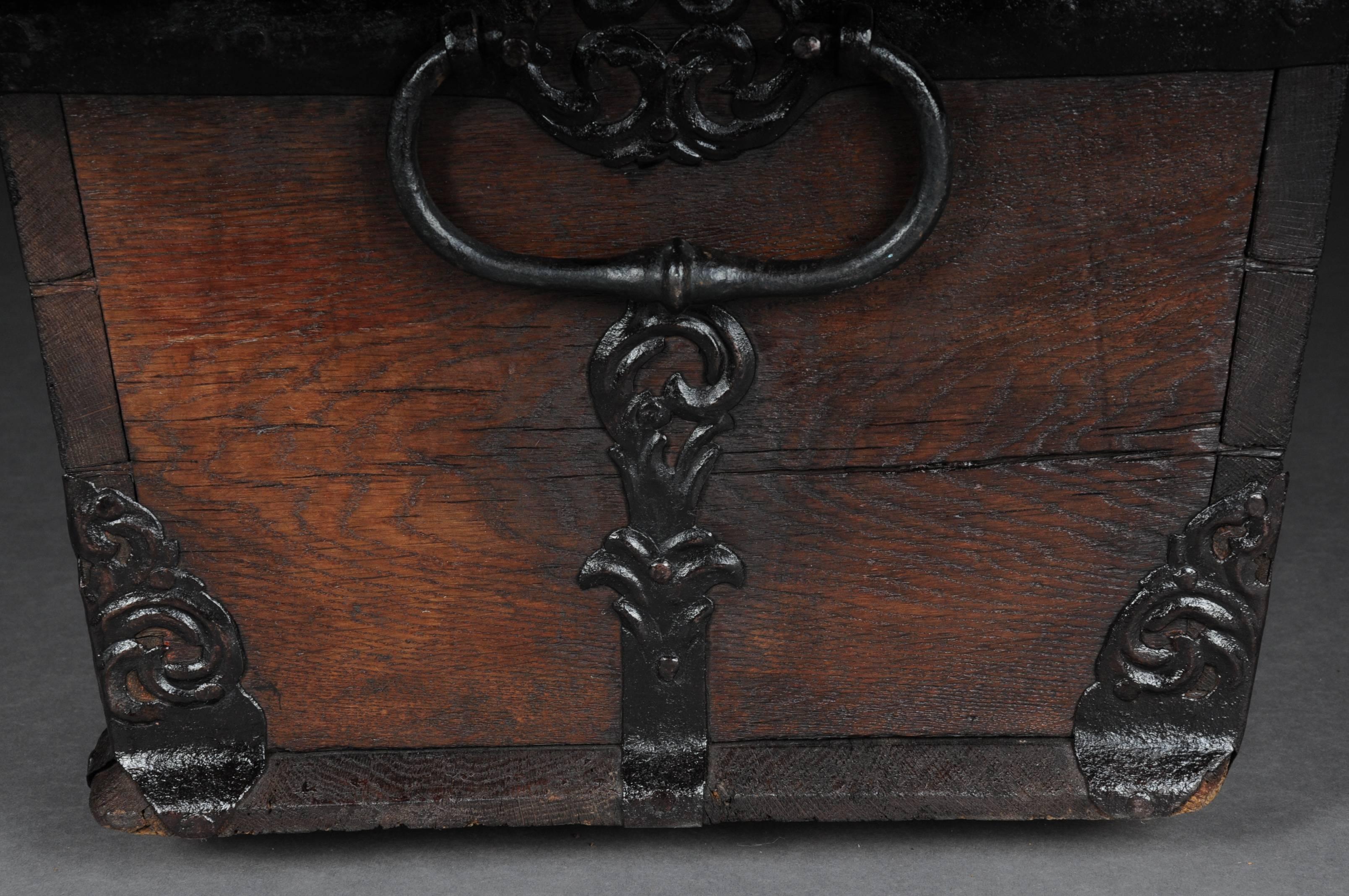 19th Century Baroque Lid Chest, Chest Blacksmith Iron Early In Good Condition For Sale In Berlin, DE