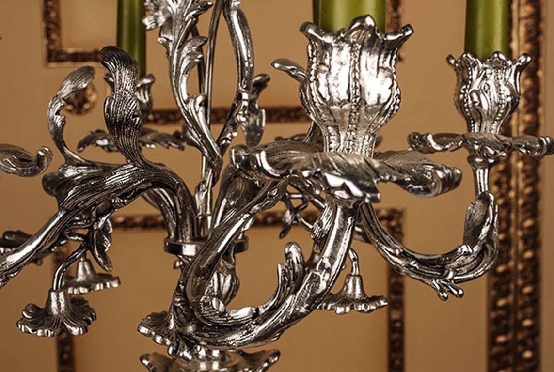 20th Century Rococo Style Silvered Candelabra In Good Condition For Sale In Berlin, DE