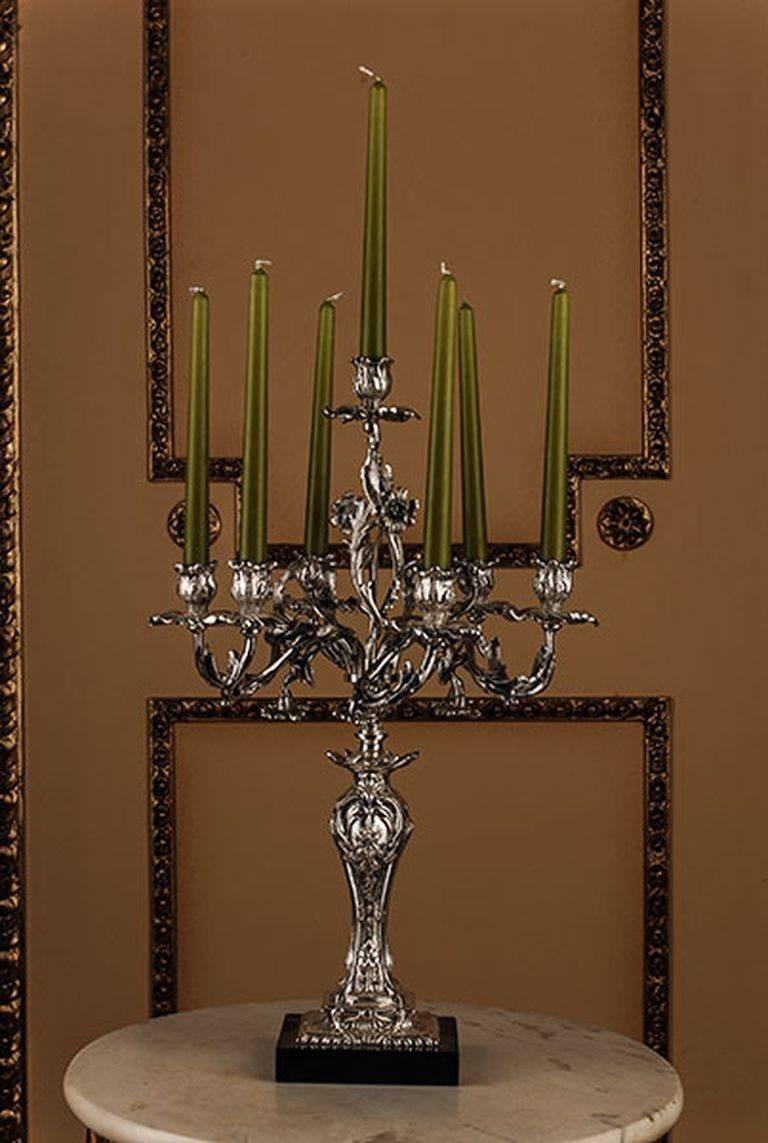 20th Century Rococo Style Silvered Candelabra For Sale 3