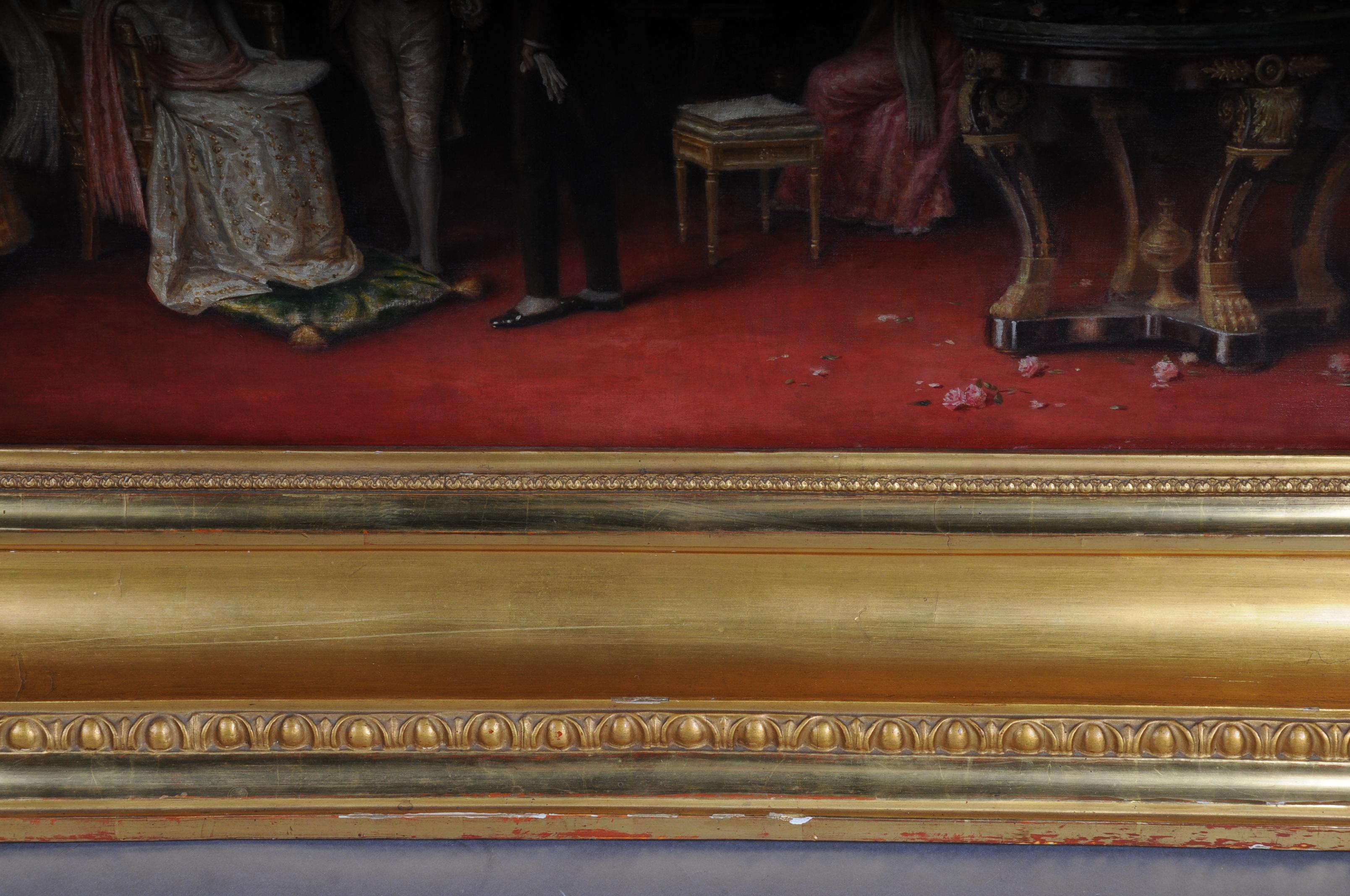 Hand-Painted 19th Century Painting by A. Zoffoli Audience with the Queen For Sale