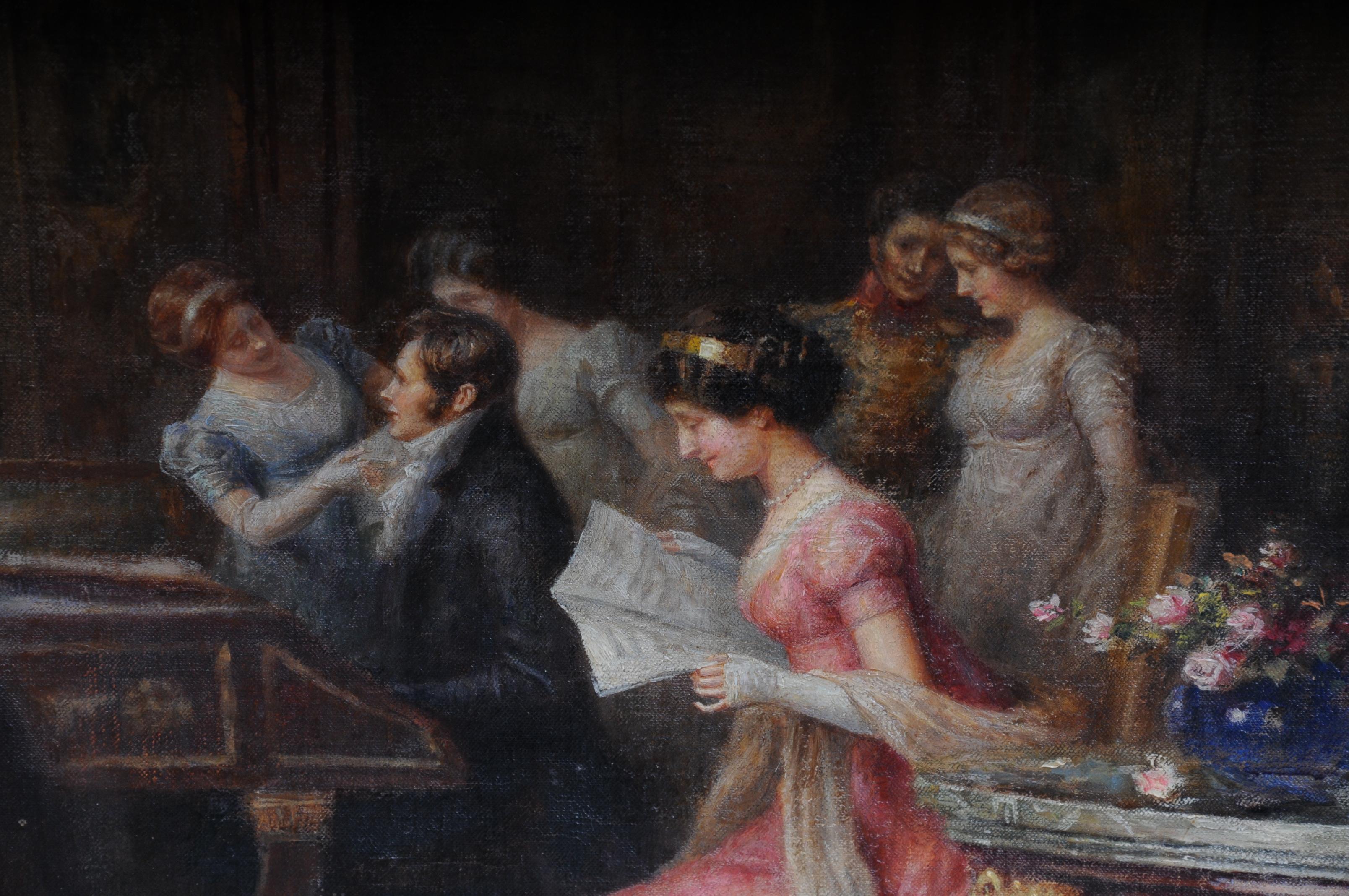 Peinture du XIXe siècle d'audience de A. Zoffoli avec la reine en vente 1