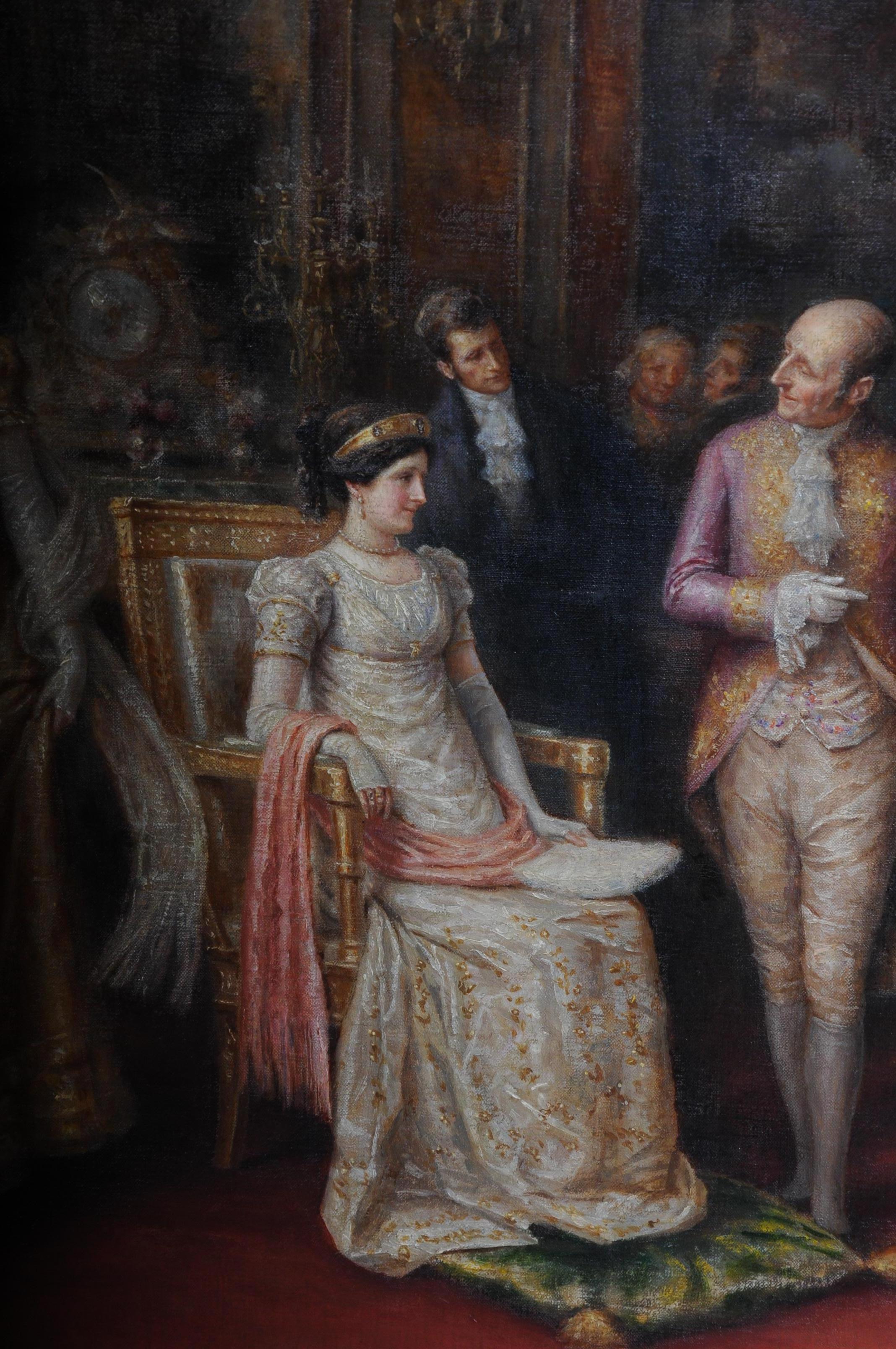 Peinture du XIXe siècle d'audience de A. Zoffoli avec la reine en vente 3