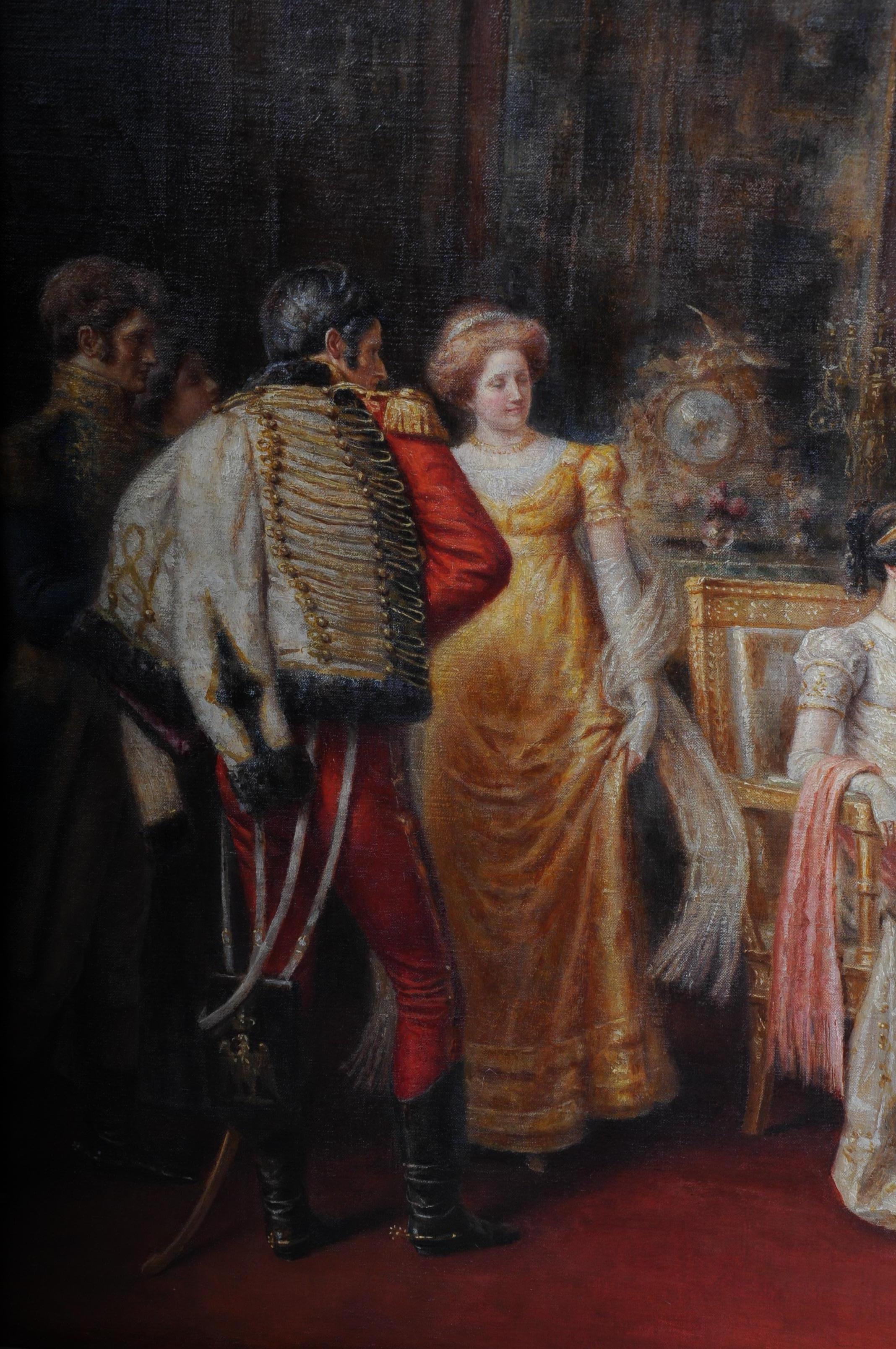 Peinture du XIXe siècle d'audience de A. Zoffoli avec la reine en vente 4