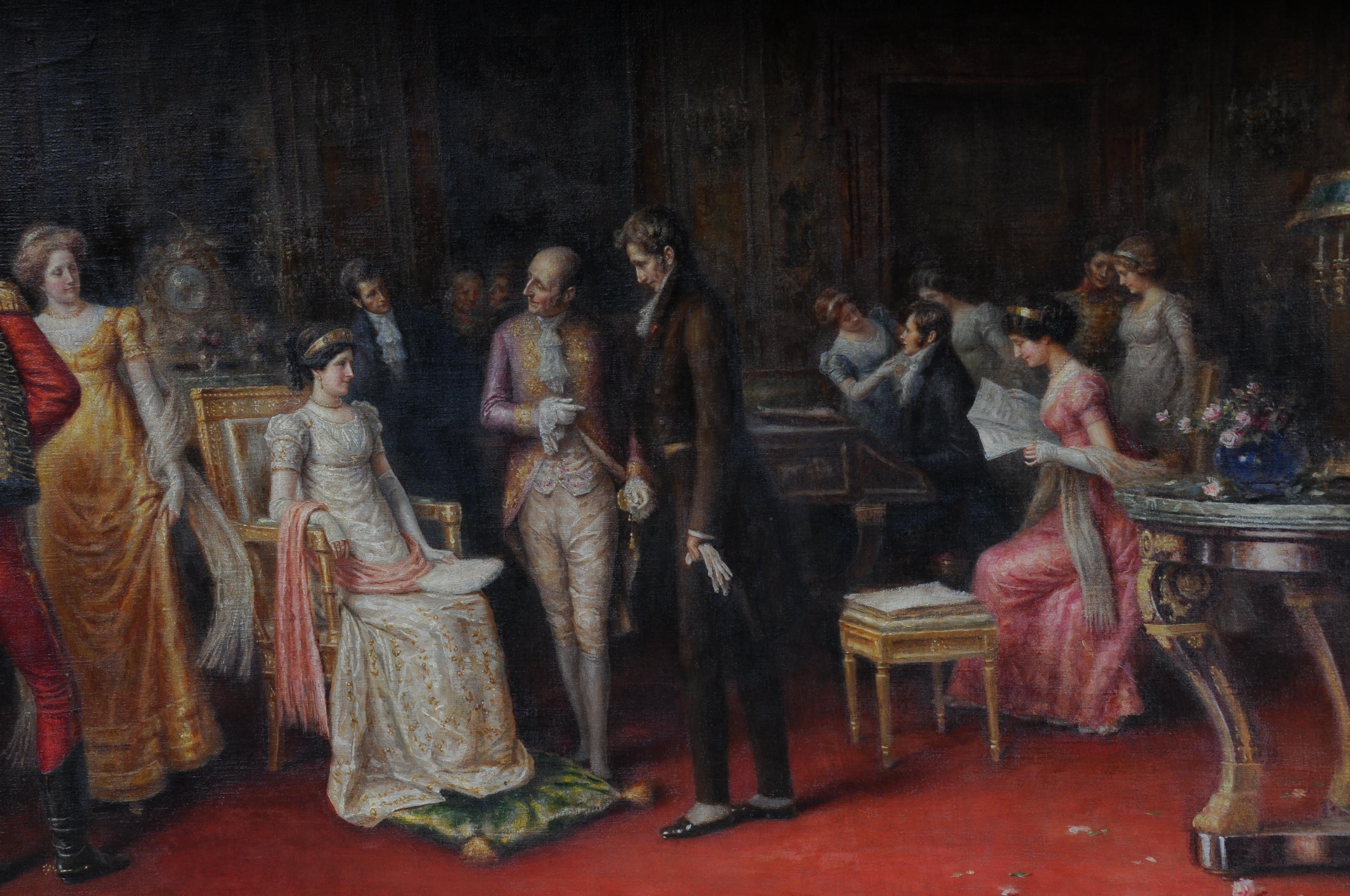 Peinture du XIXe siècle d'audience de A. Zoffoli avec la reine en vente 9