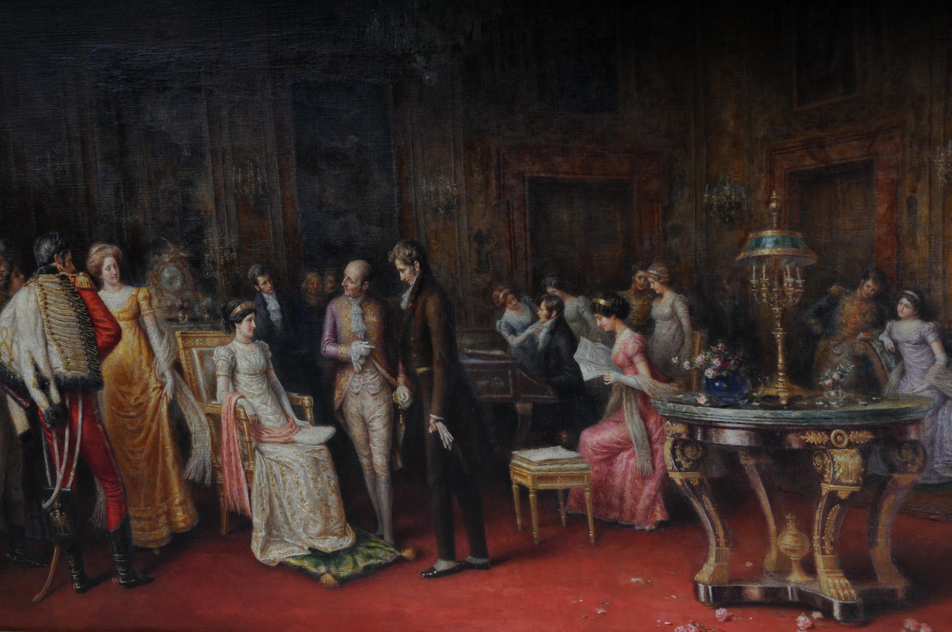 Peinture du XIXe siècle d'audience de A. Zoffoli avec la reine en vente 10