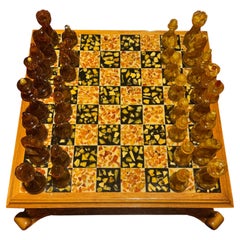Unique Amber and Bakelite Chess Set, 20th Century, Masterpiece