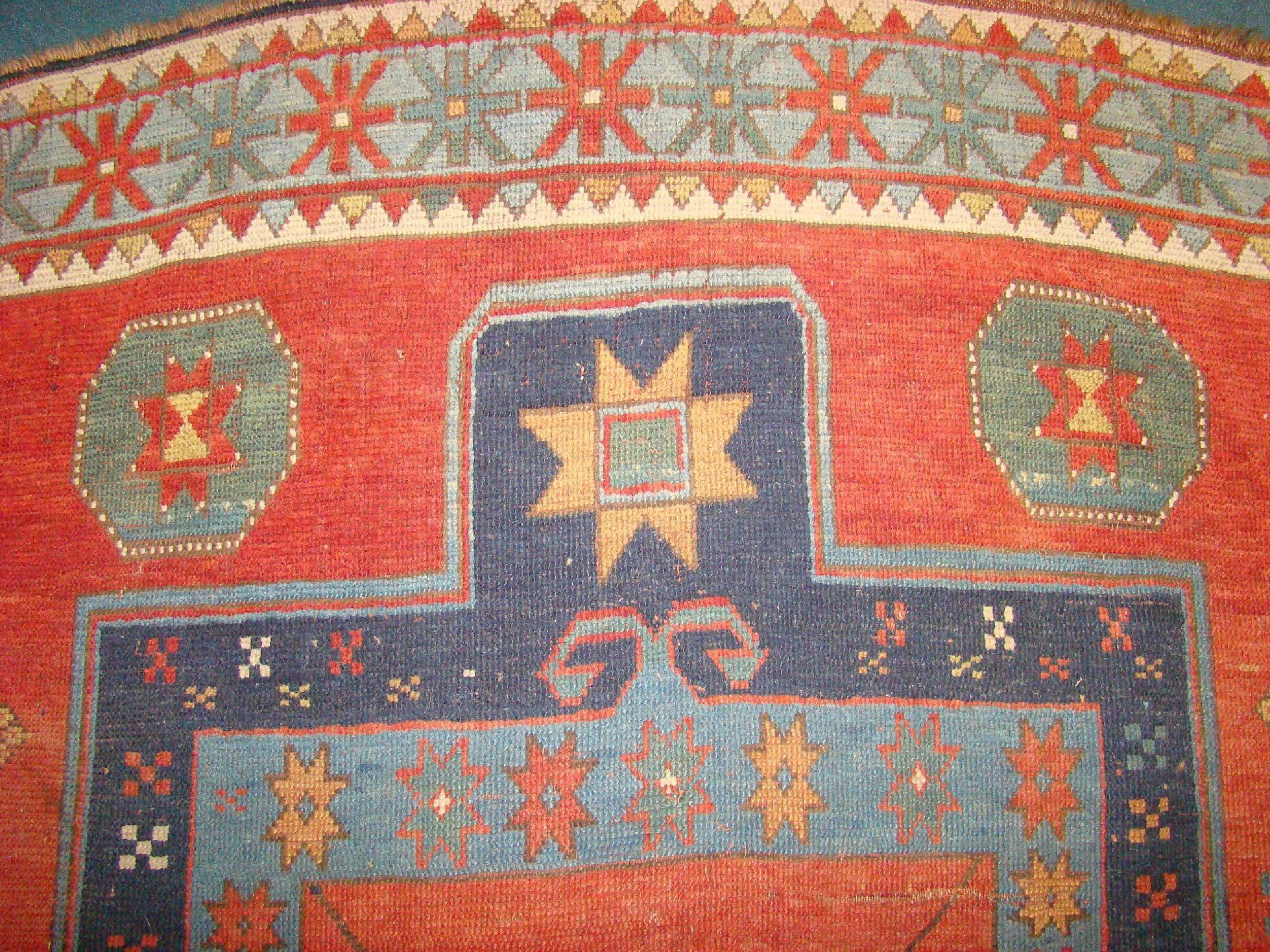 Wool 19th Century Antique Kazak For Sale