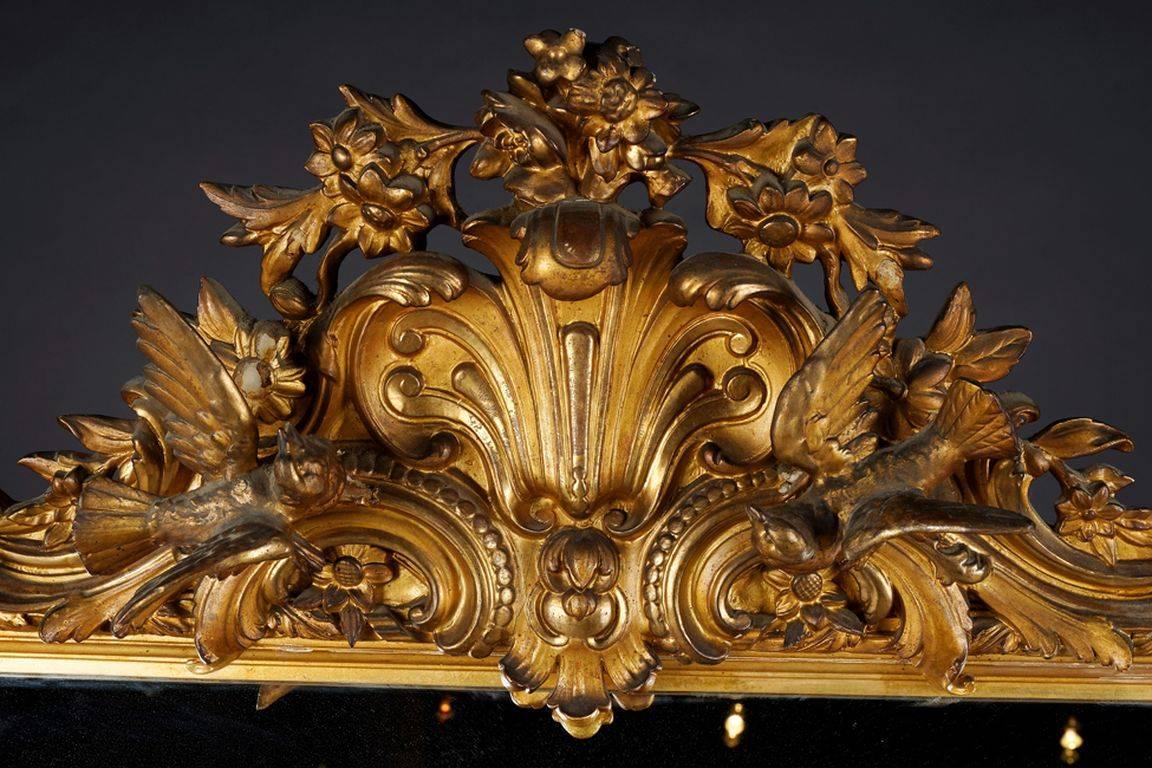 Louis XVI 19th Century Napoleon III Gilded Salon Mirror For Sale