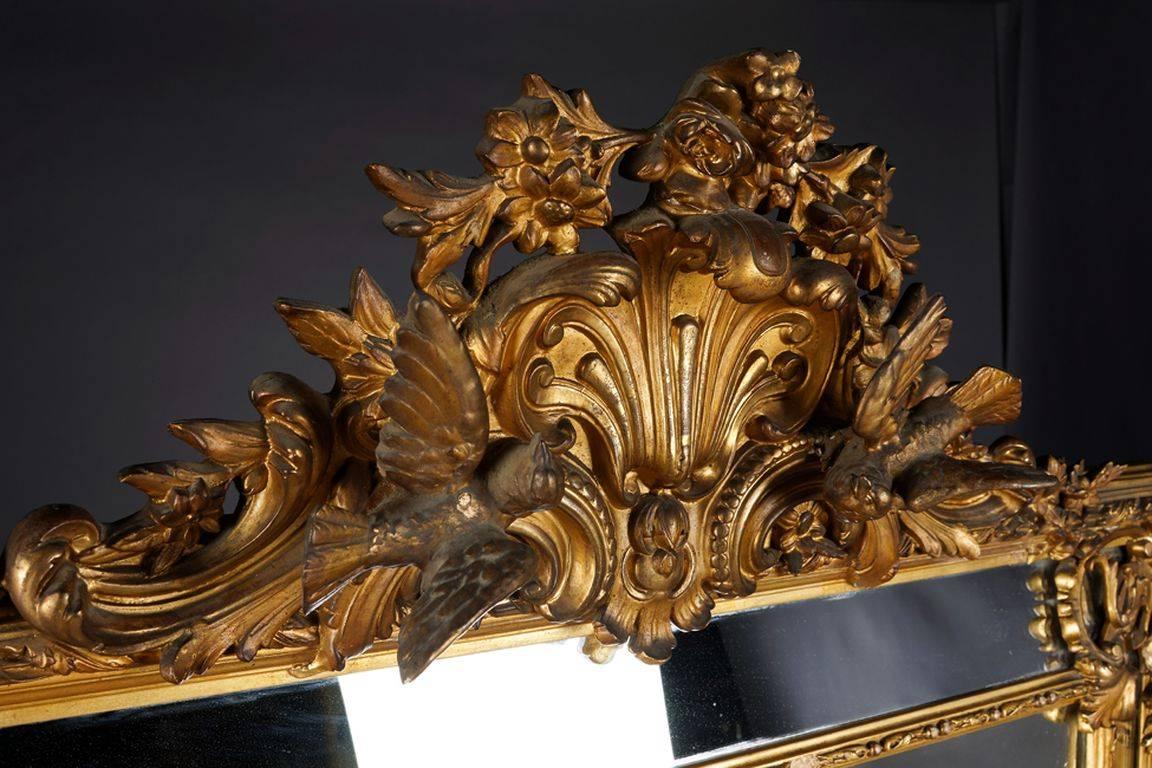 19th Century Napoleon III Gilded Salon Mirror For Sale 1