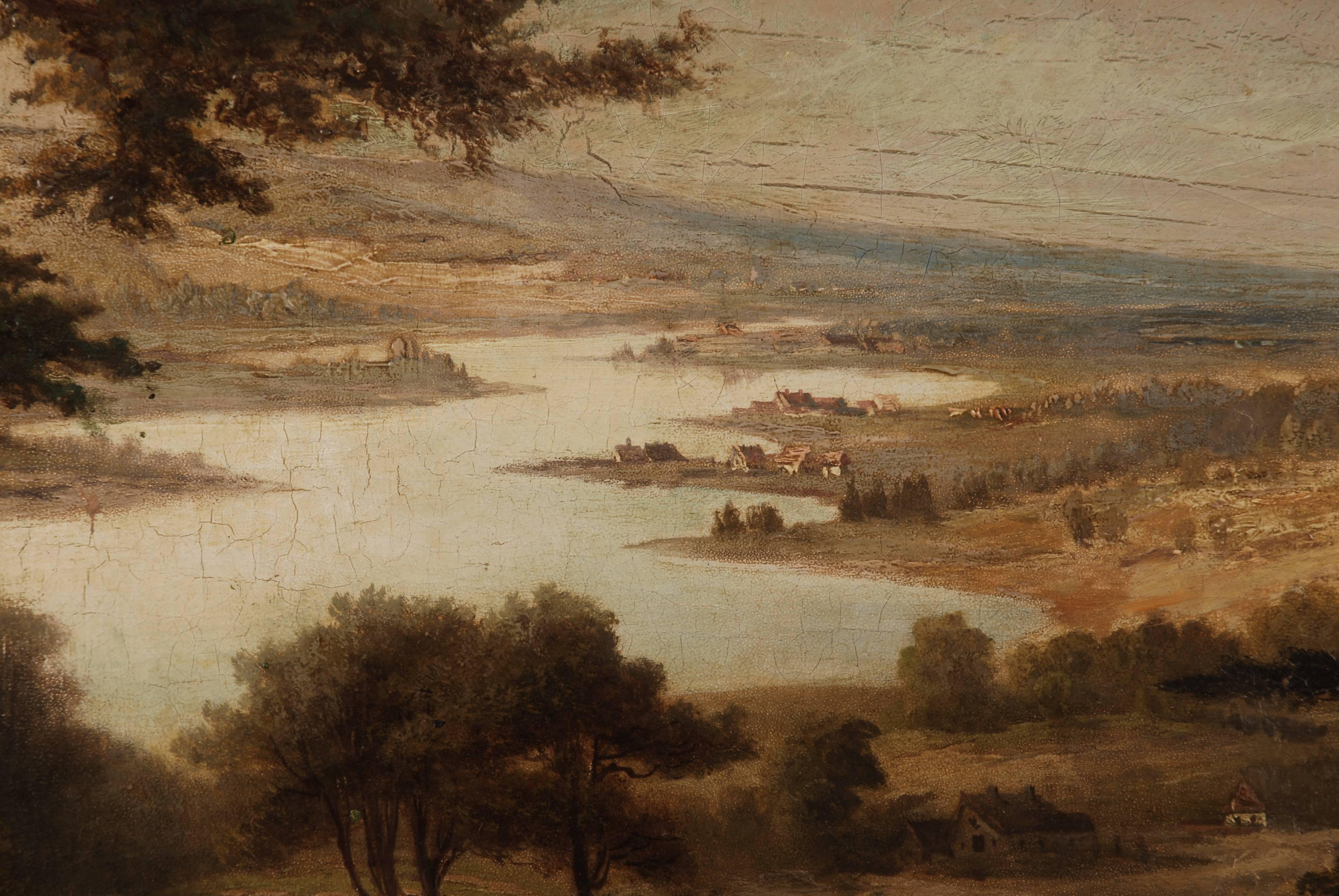 19. Jahrhundert Landschaft Ölgemälde im Zustand „Relativ gut“ im Angebot in Berlin, DE