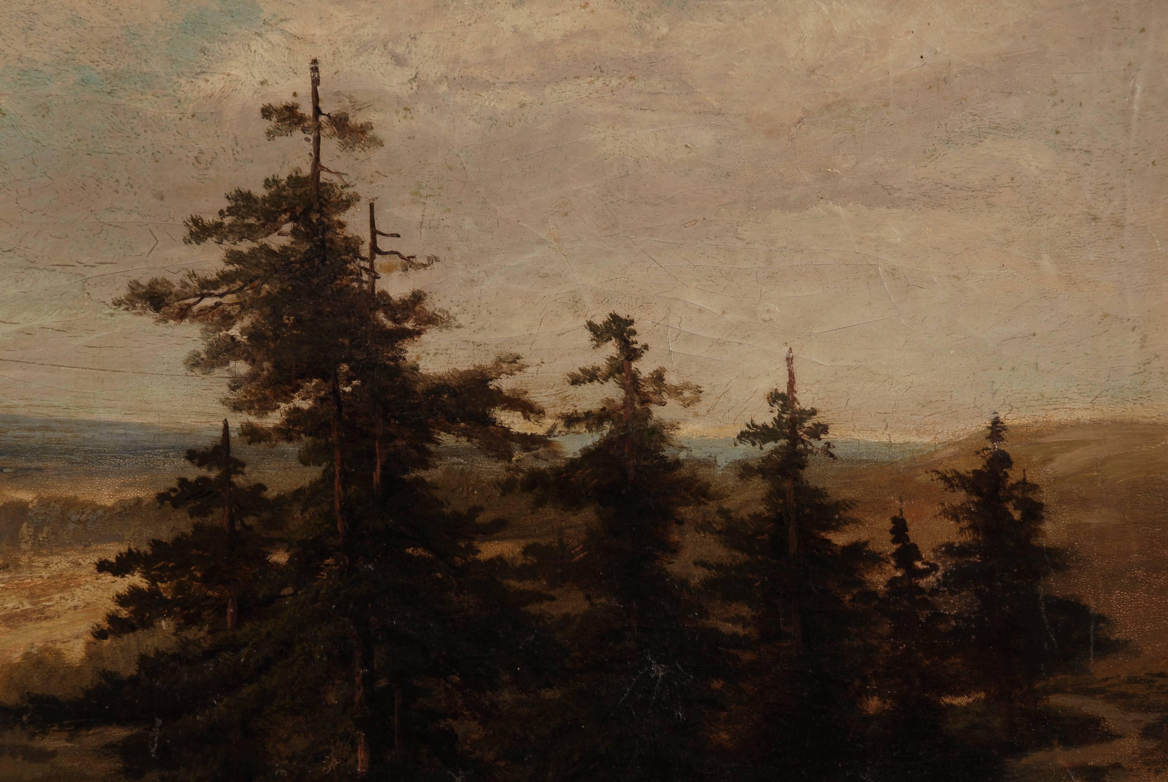 German 19th Century Landscape Oil Painting For Sale