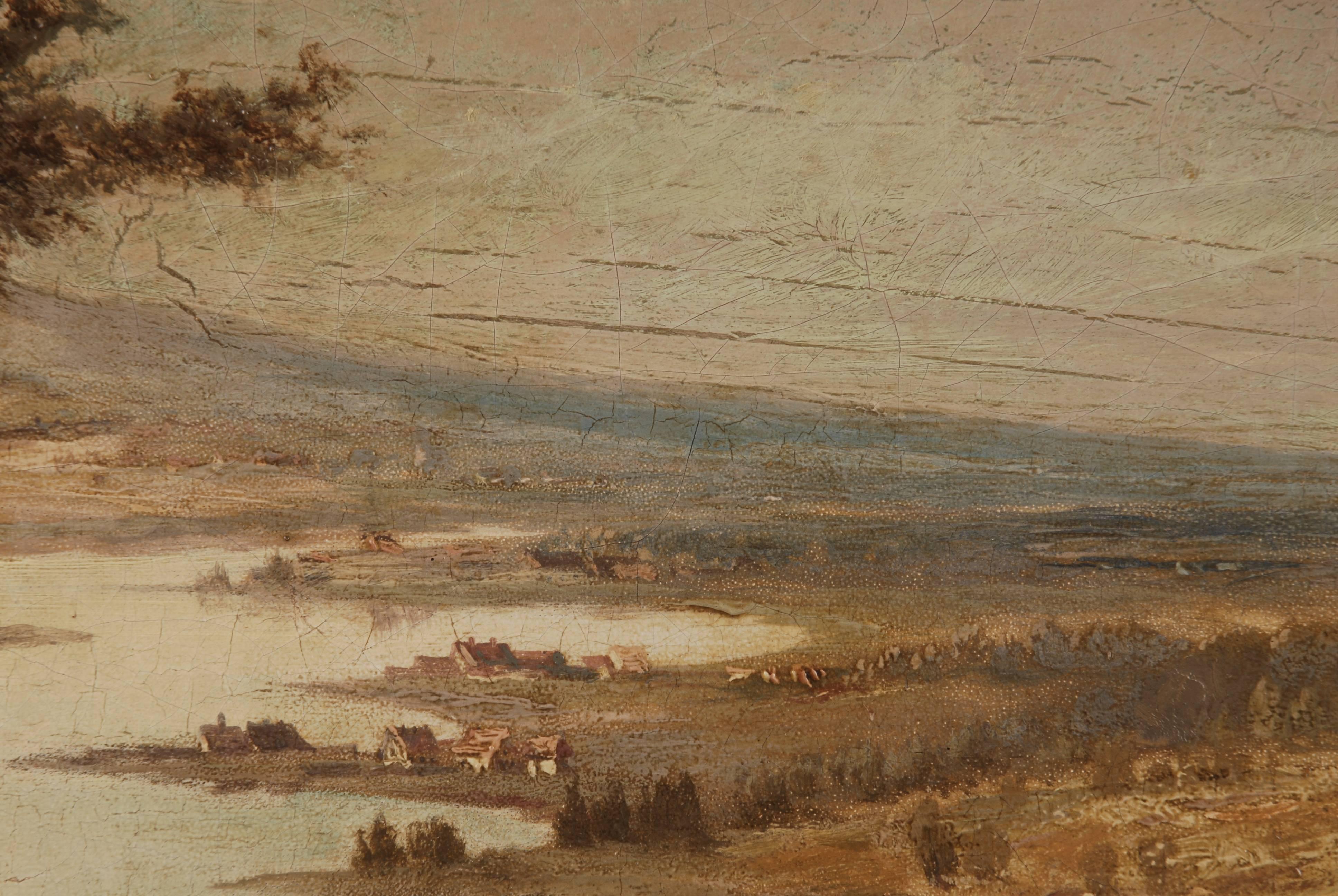19th Century Landscape Oil Painting In Fair Condition For Sale In Berlin, DE