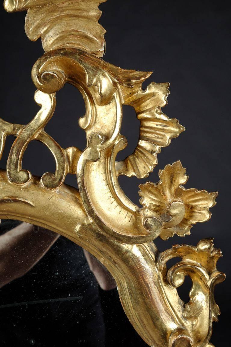 18th Century and Earlier 18th Century Baroque Gold Leaf Mirror