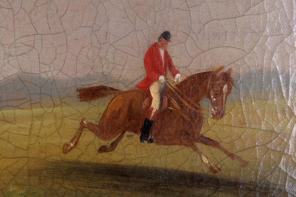 19th Century Antique Paintings, English Riding Scenes Sign. W.B In Fair Condition In Berlin, DE