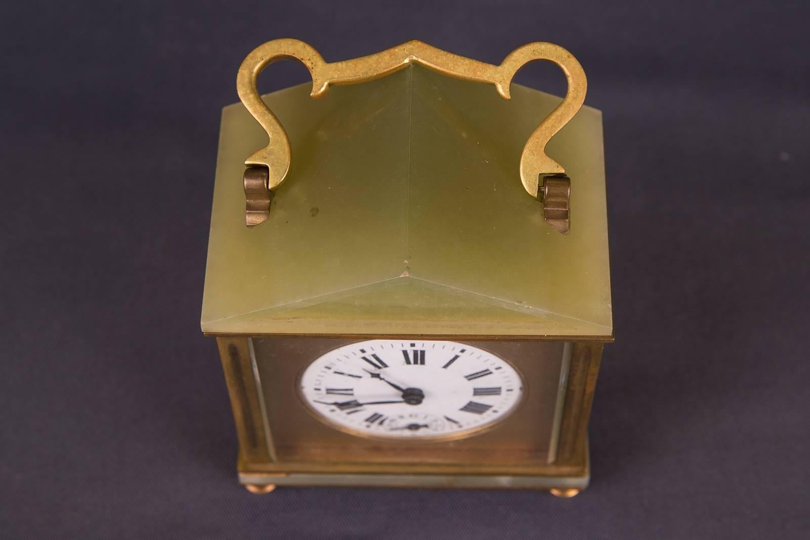 19th Century Neoclassical Bronze French Travel Watch Travel Alarm Clock For Sale 3