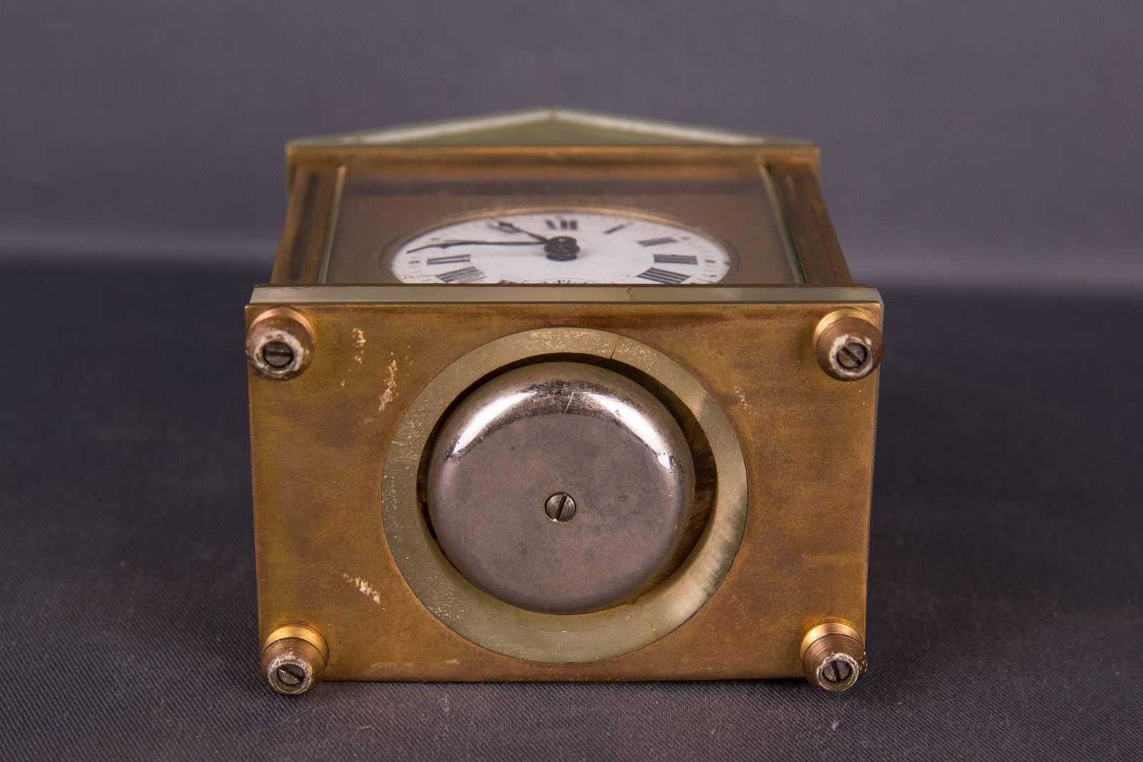 19th Century Neoclassical Bronze French Travel Watch Travel Alarm Clock For Sale 4