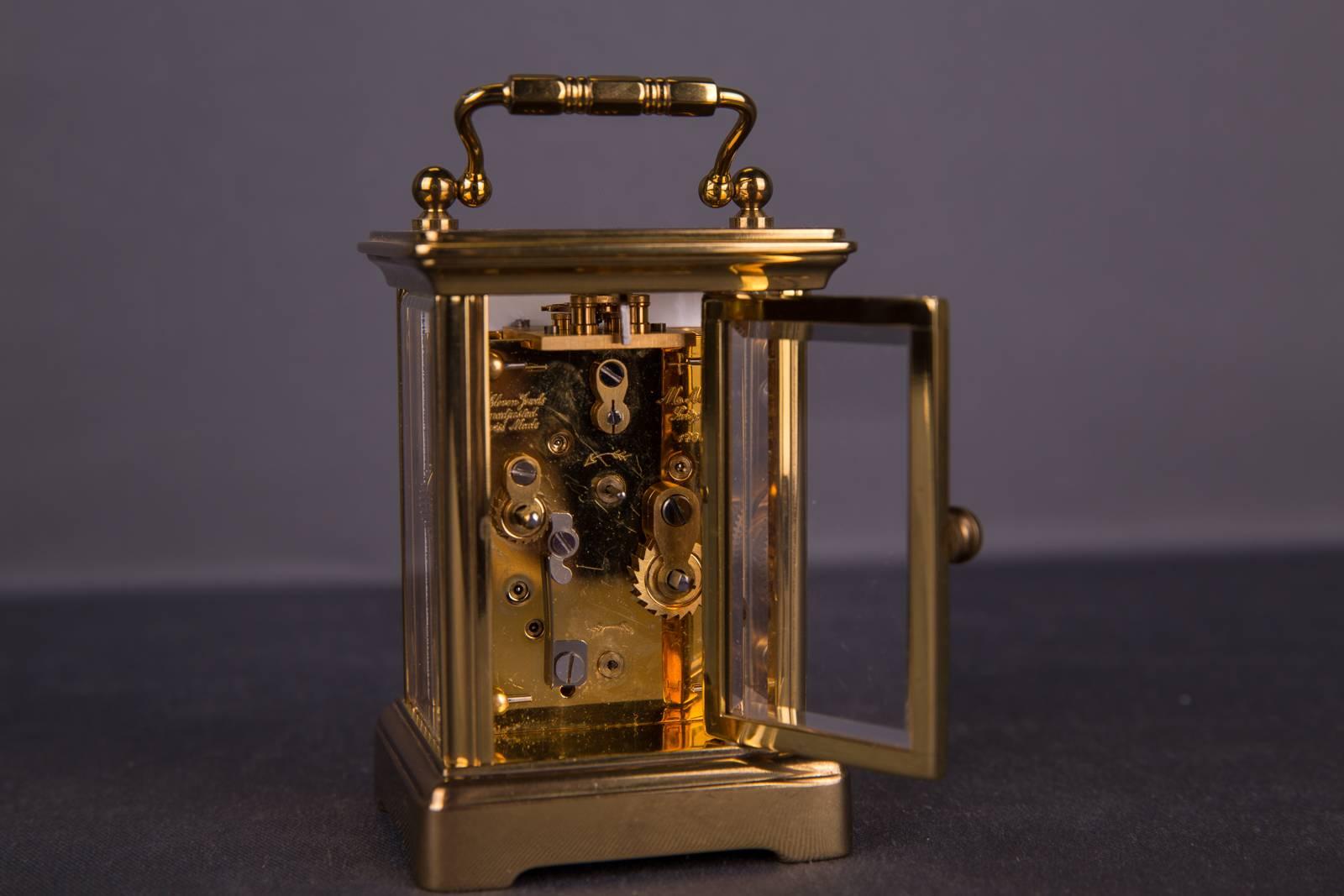 20th Century Neoclassical Travel Watch Alarm Clock Swiss Made Matthew Norman In Excellent Condition In Berlin, DE