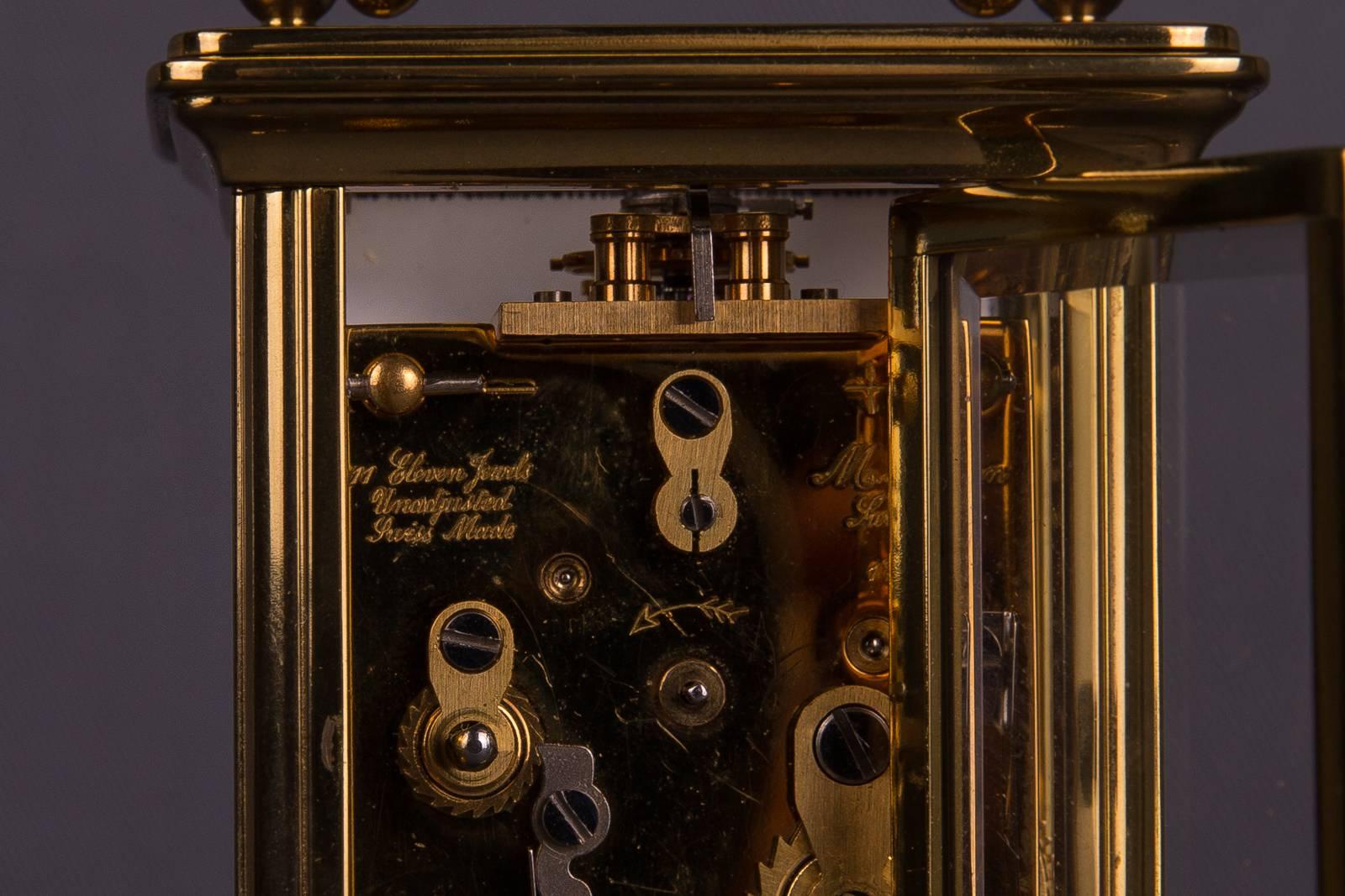 Brass 20th Century Neoclassical Travel Watch Alarm Clock Swiss Made Matthew Norman