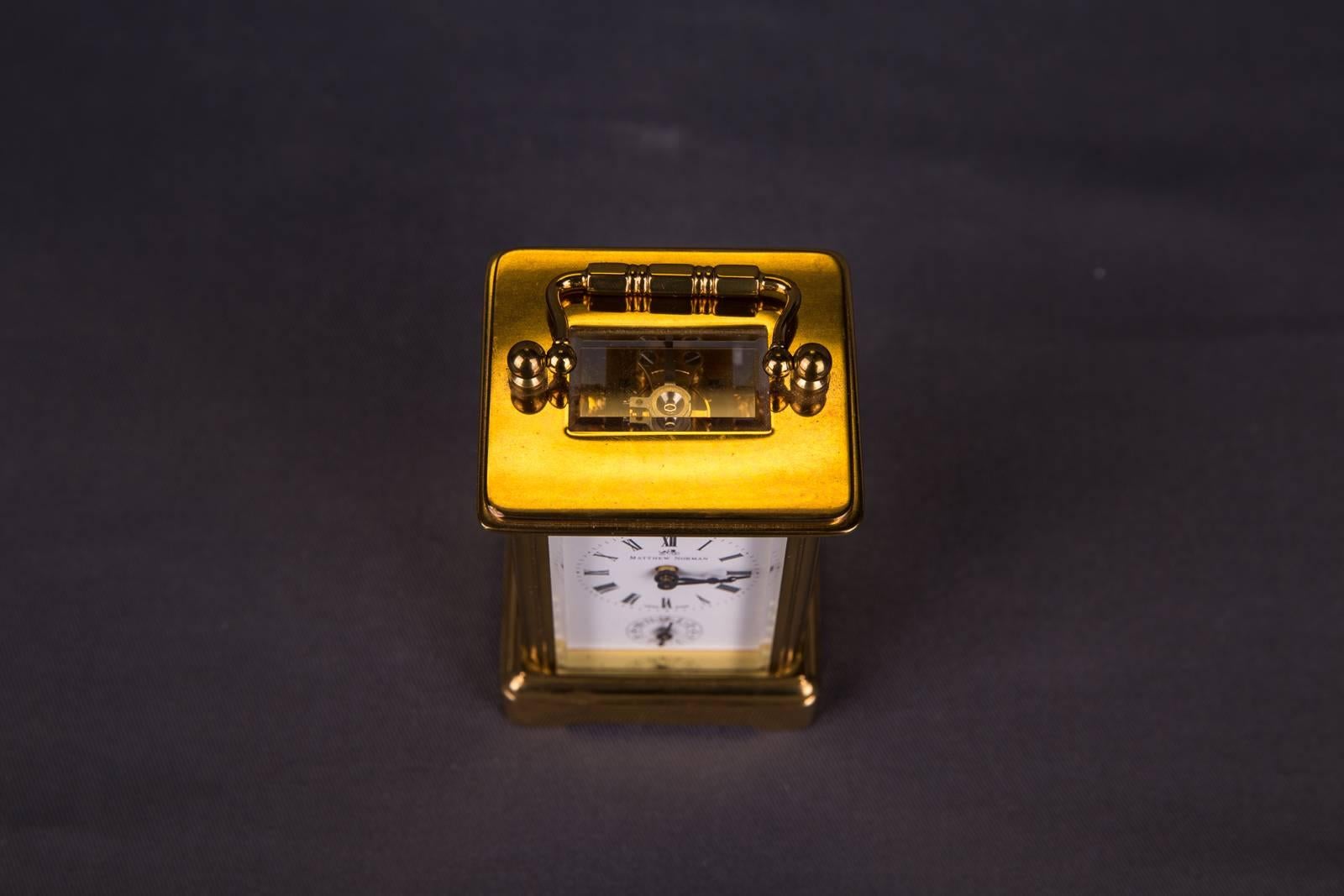 20th Century Neoclassical Travel Watch Alarm Clock Swiss Made Matthew Norman 1