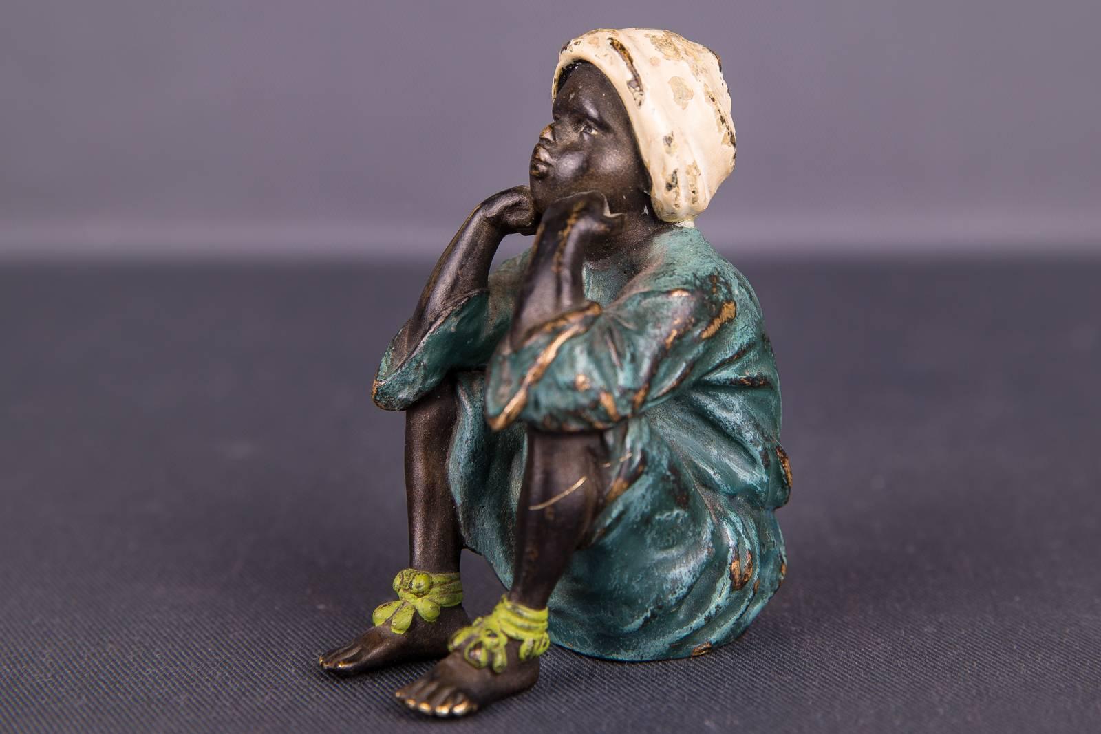 19th Century Vienna Bronze Sculpture as a Little Sitting Arab 1
