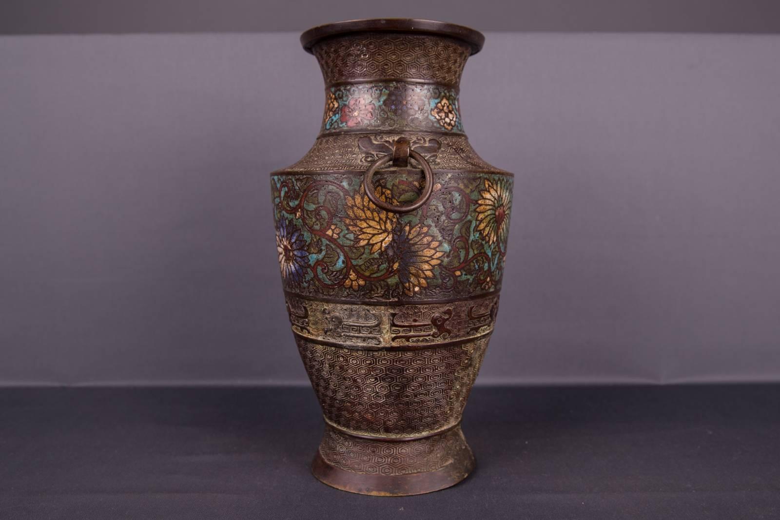 20th Century Antique Chinese Cloisonné Bronze Vase (20. Jahrhundert)