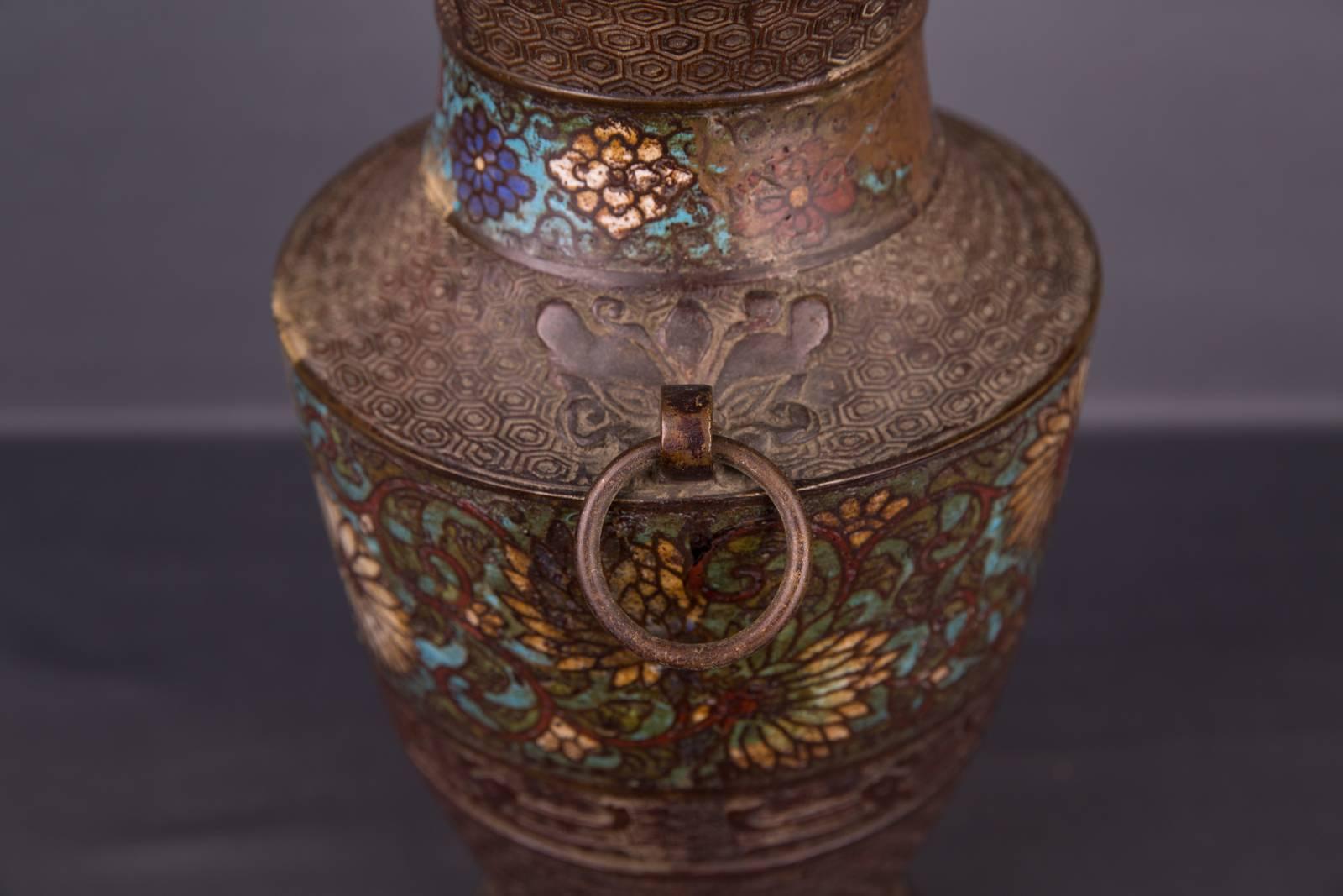 20th Century Antique Chinese Cloisonné Bronze Vase 3