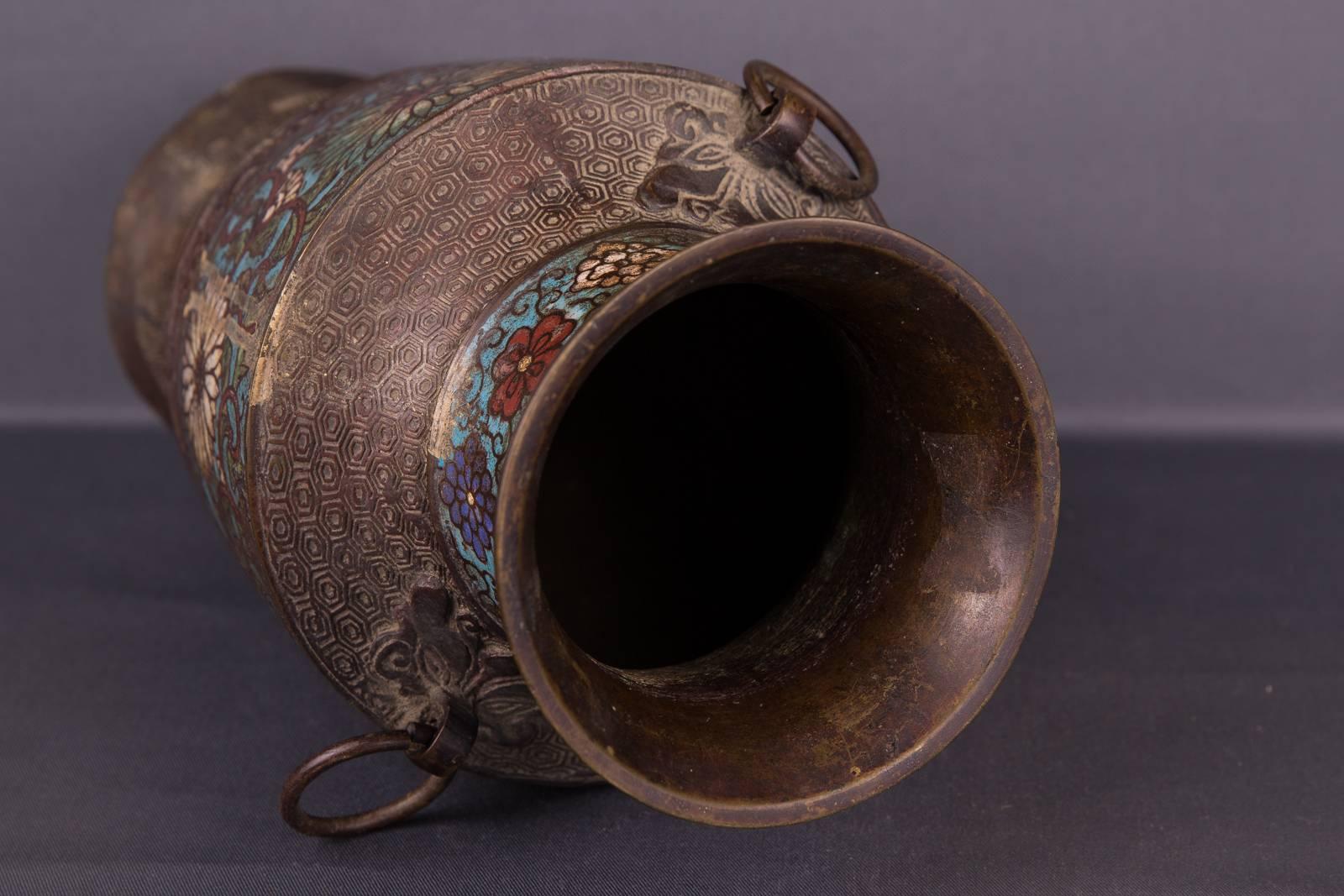 20th Century Antique Chinese Cloisonné Bronze Vase 4