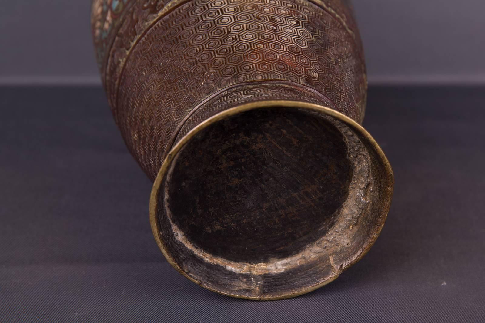 20th Century Antique Chinese Cloisonné Bronze Vase 3