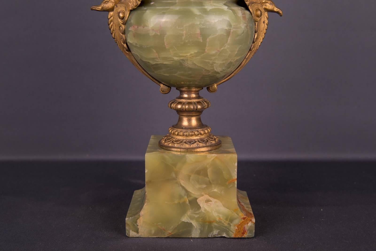 19th Century Empire Fire-Gilt Bronze Antique Onyx Vase In Good Condition In Berlin, DE