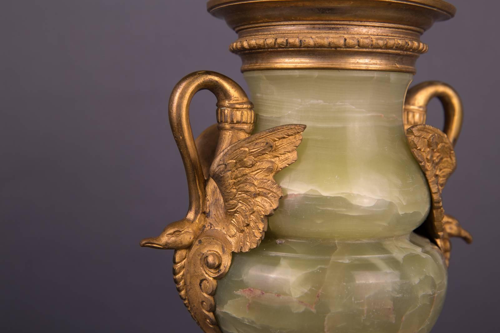 19th Century Empire Fire-Gilt Bronze Antique Onyx Vase 1